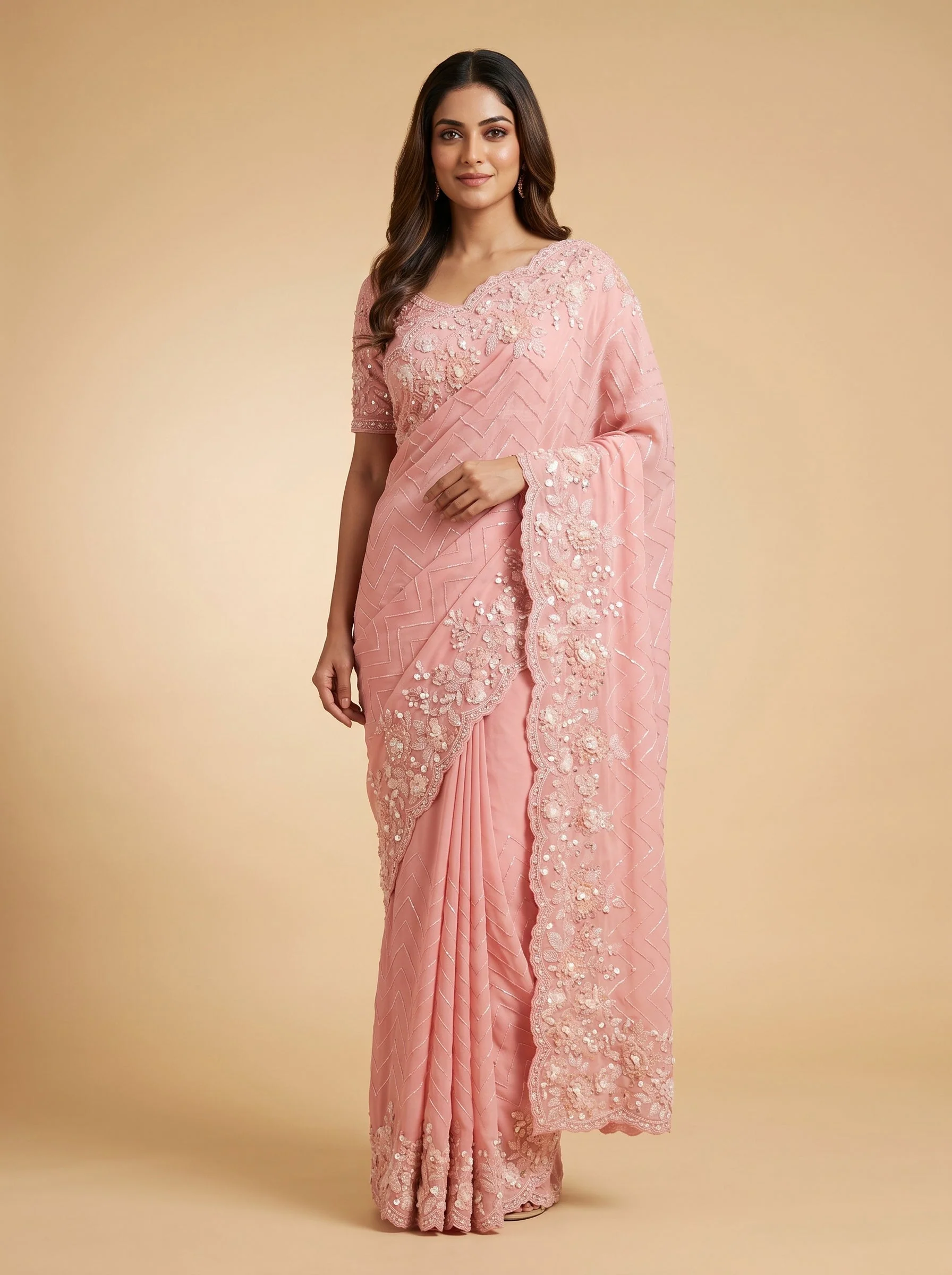 Blush Ivory Embroidered Saree