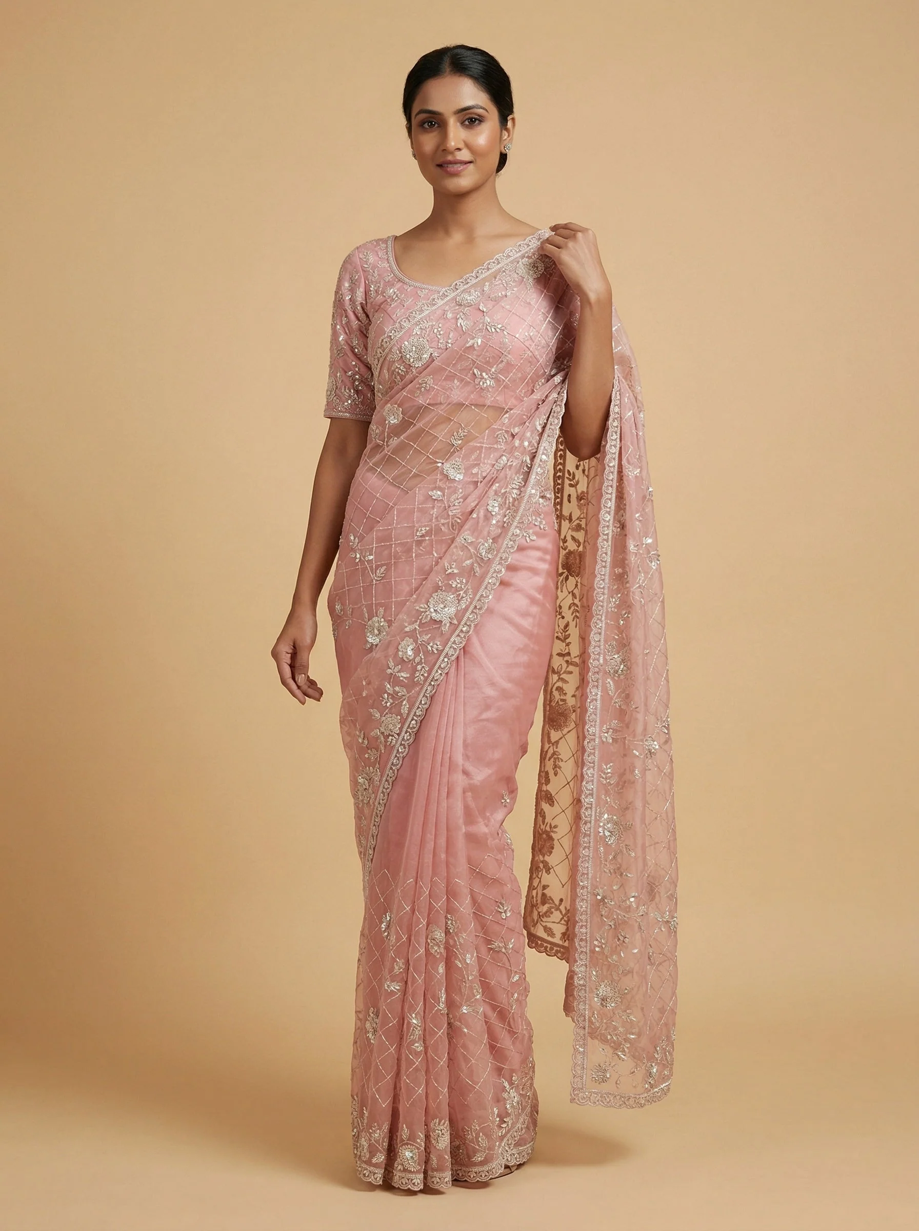 Blush Peach Refined Saree