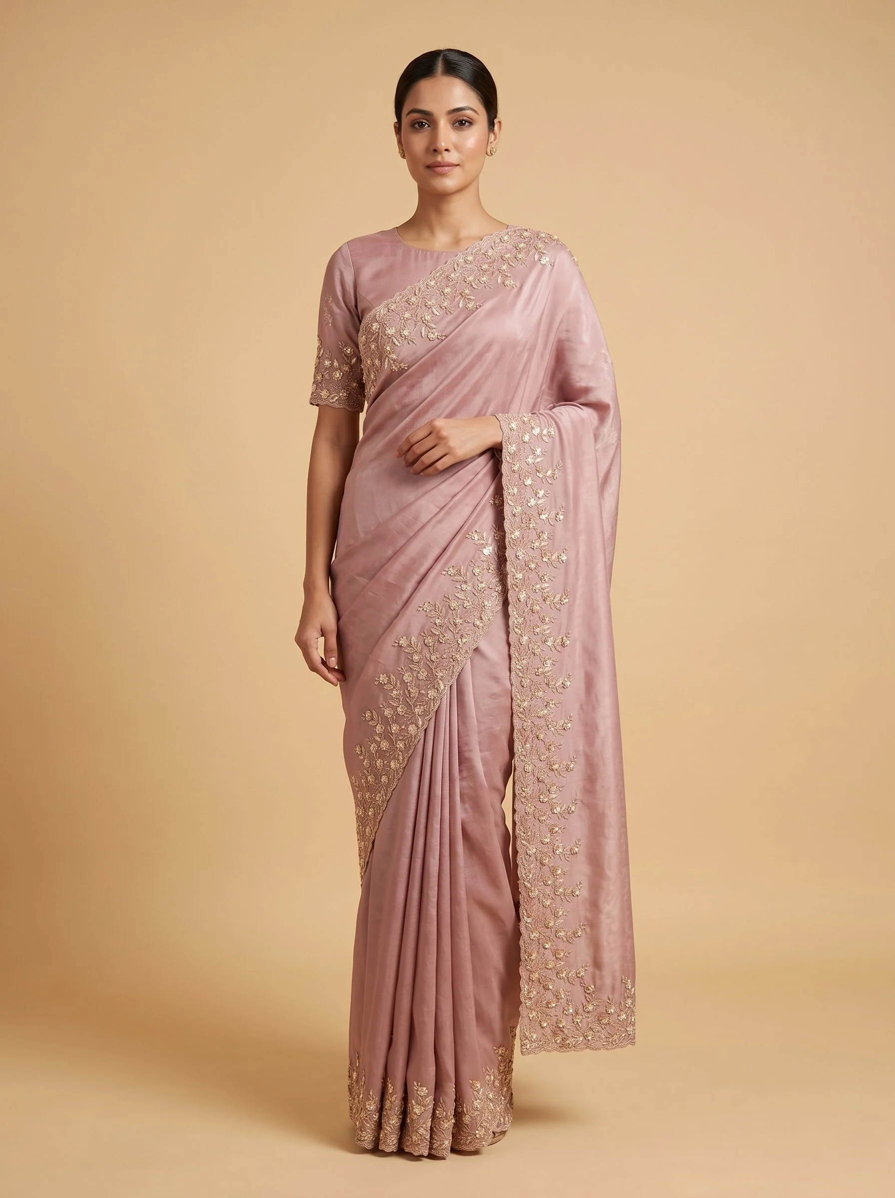 Blush Petal Elegance Saree