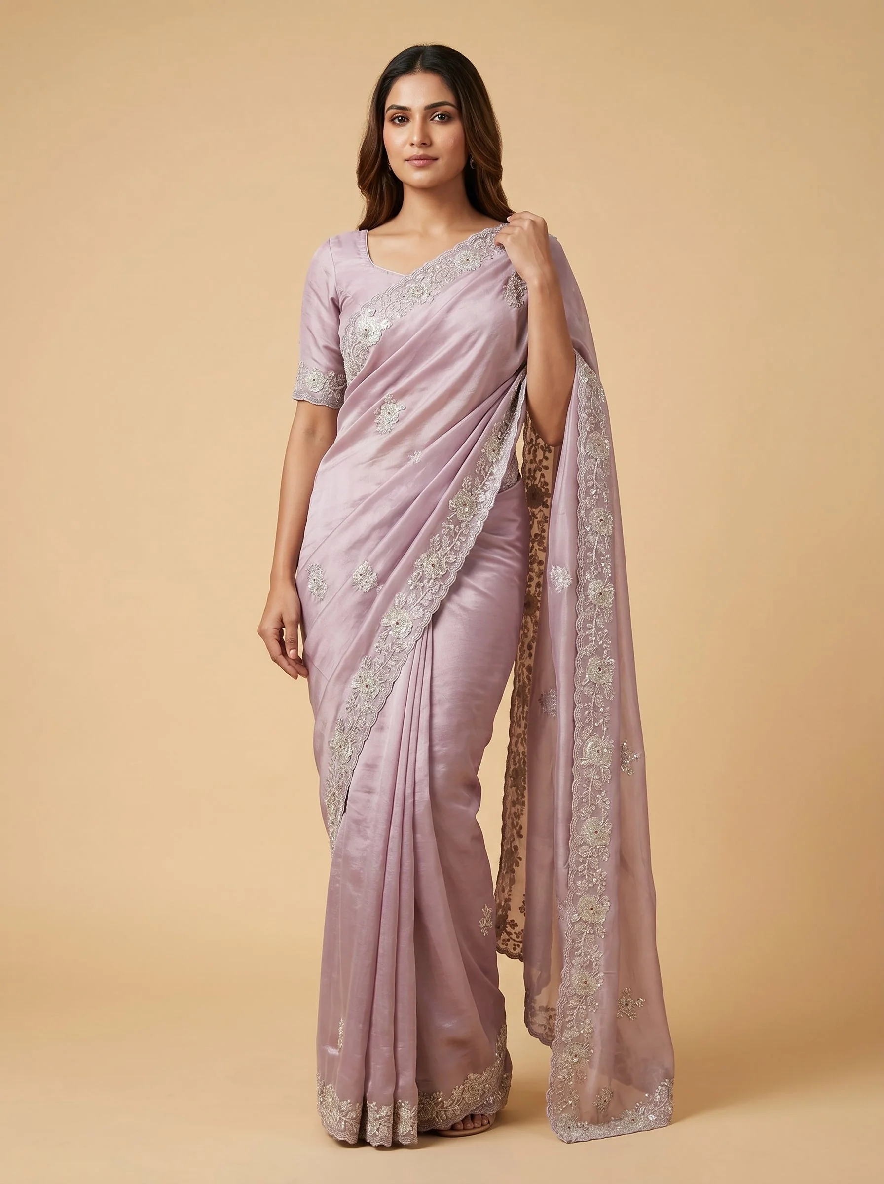 Blush Petal Embroidered Saree