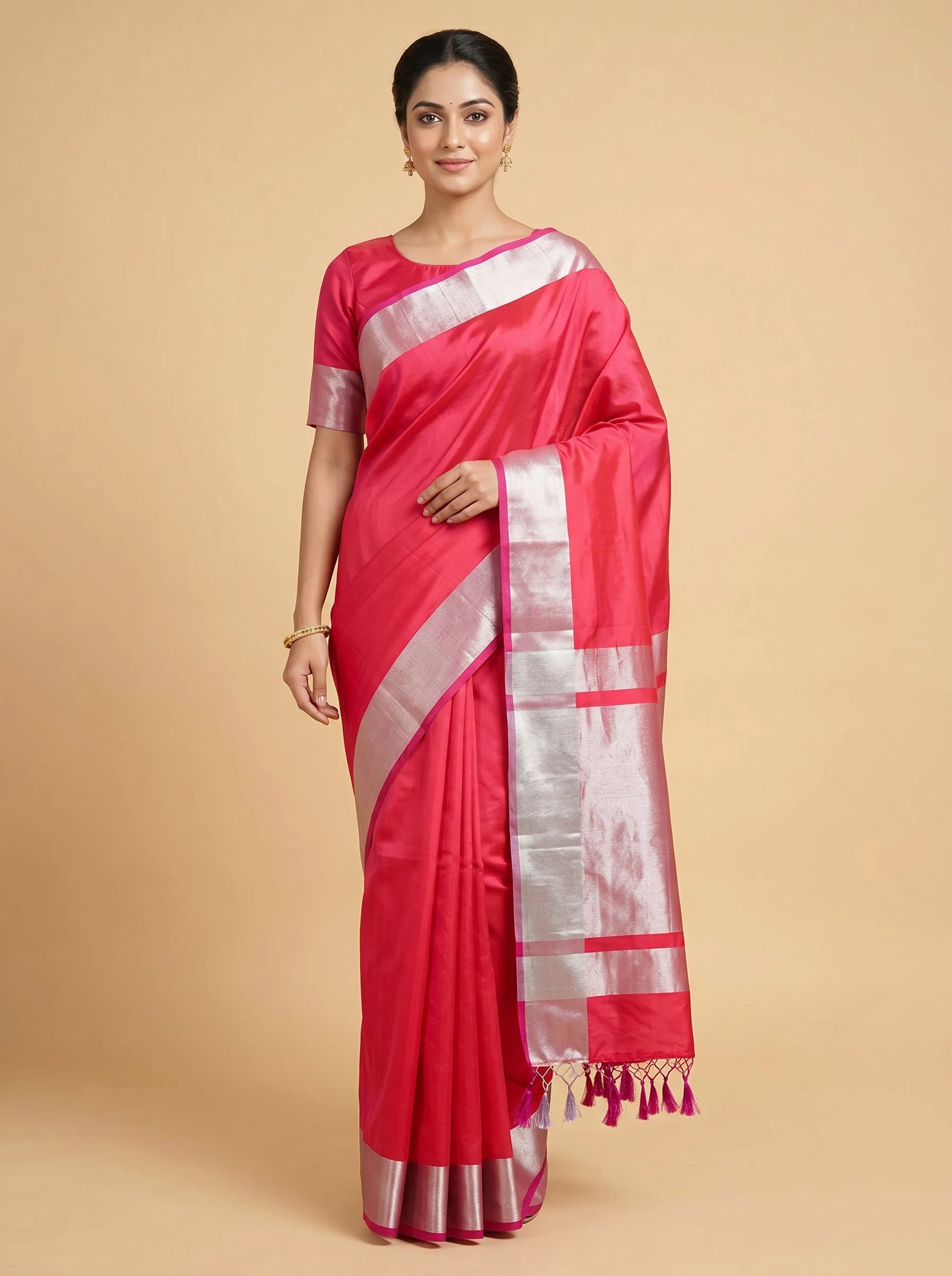 Bold Red Handloom Saree