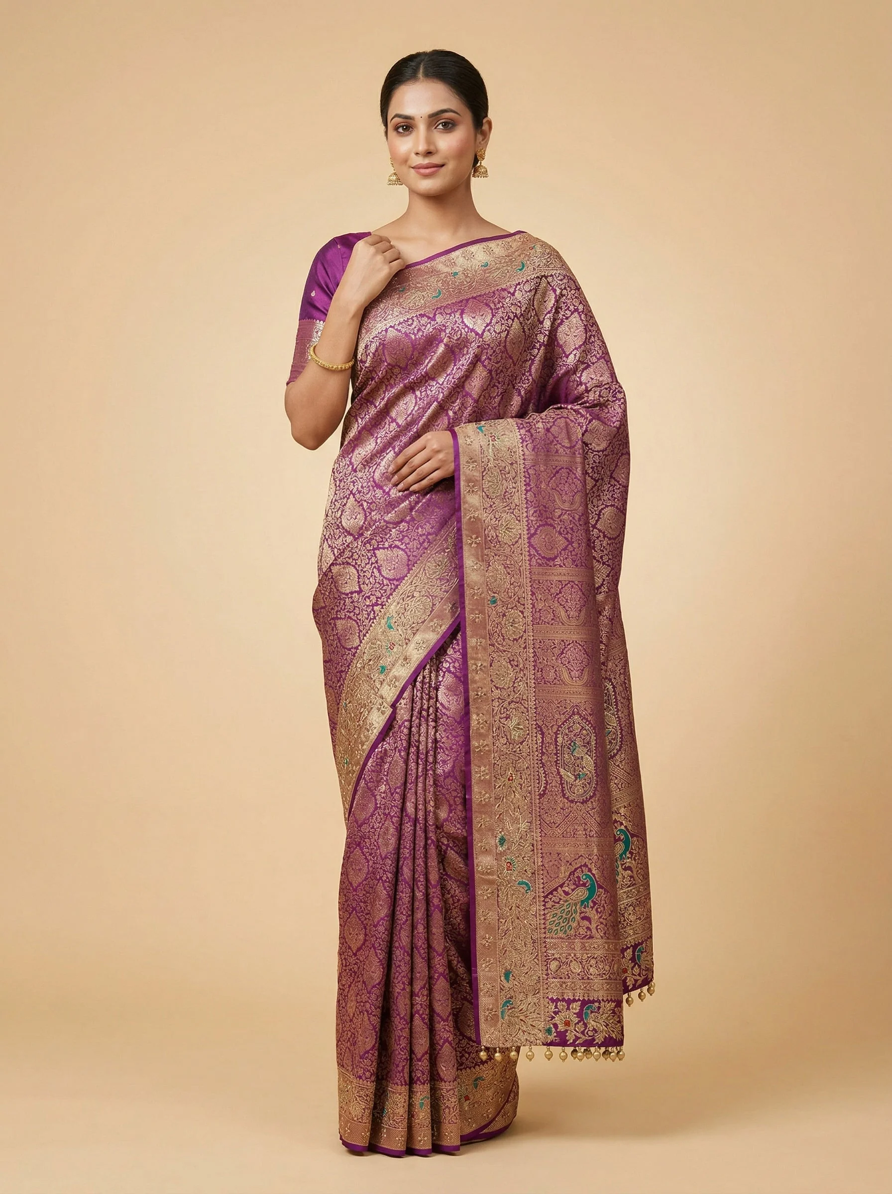Bordeaux Wine Embroidered Saree