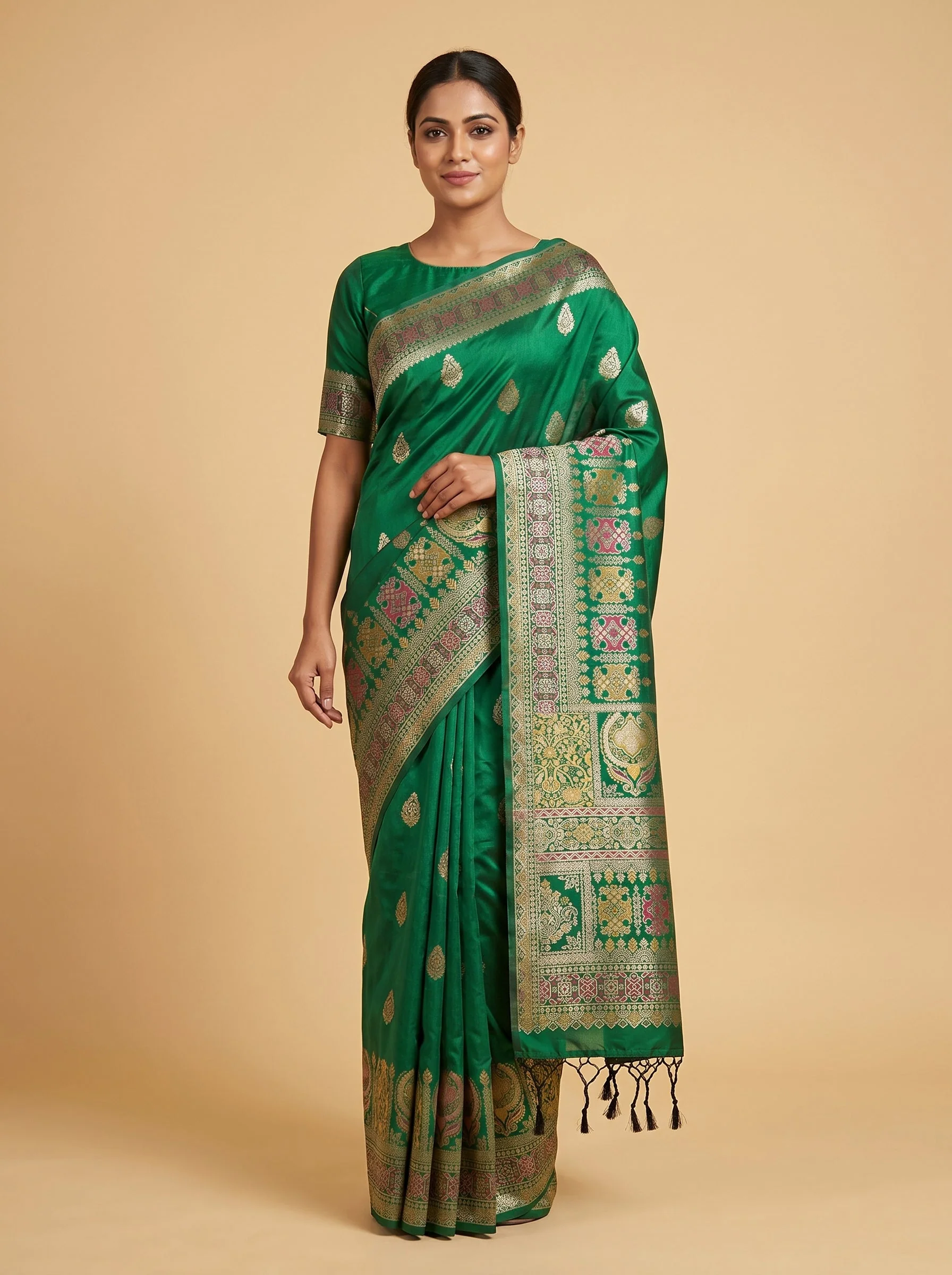 Bottle Green Forest Depth Handloom Saree