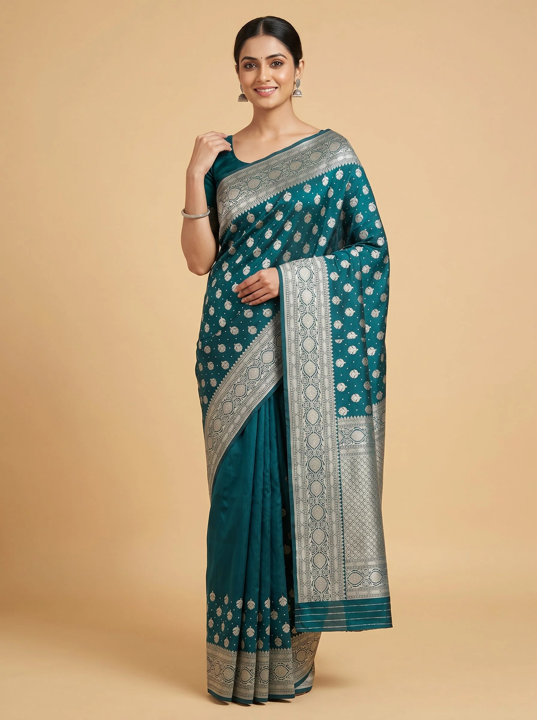 Bottle Green Glow Handloom Saree