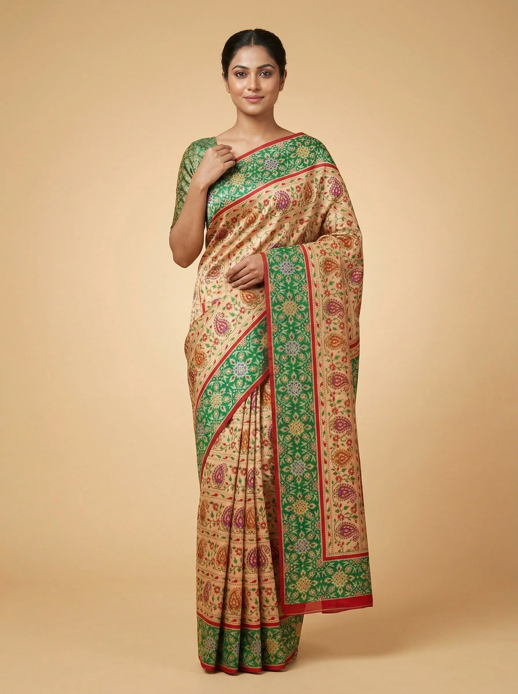 Bottle Green Handloom Saree