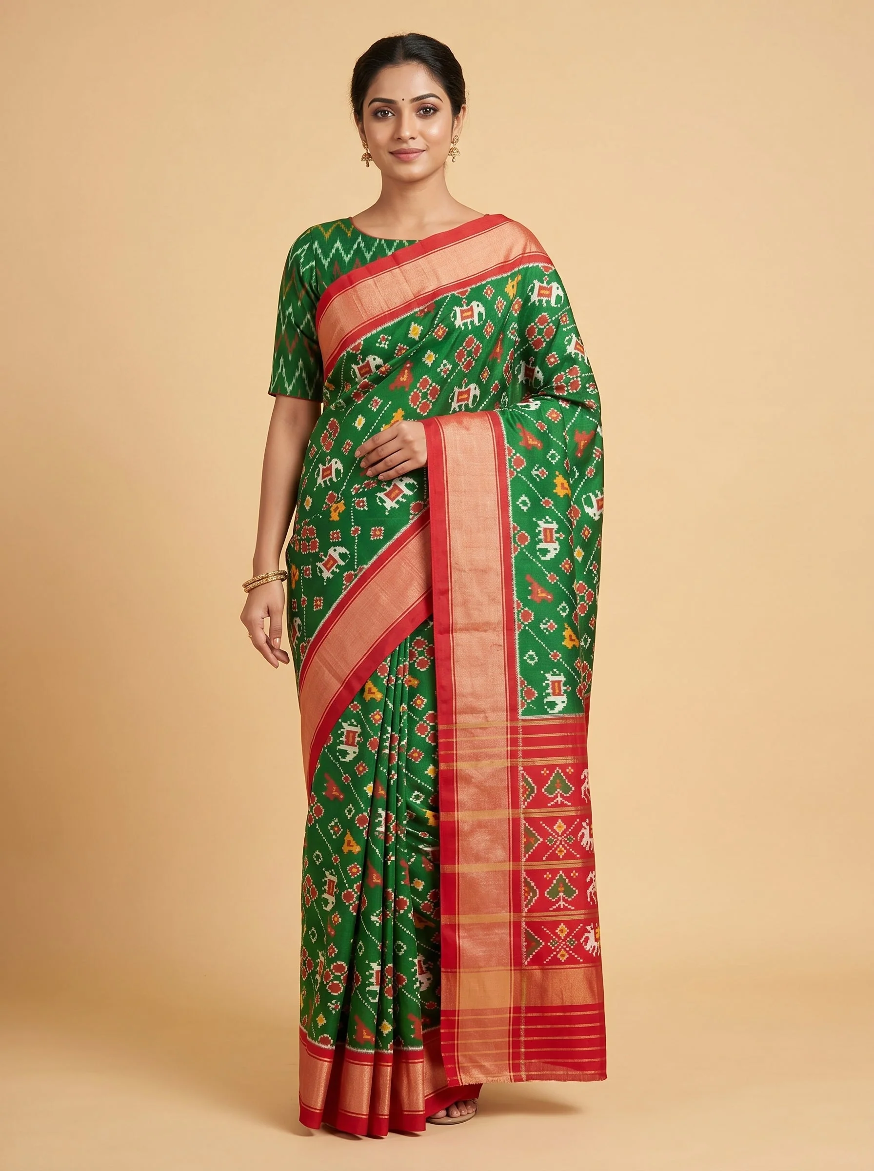 Bottle Green Handloom Saree with Rich Tone