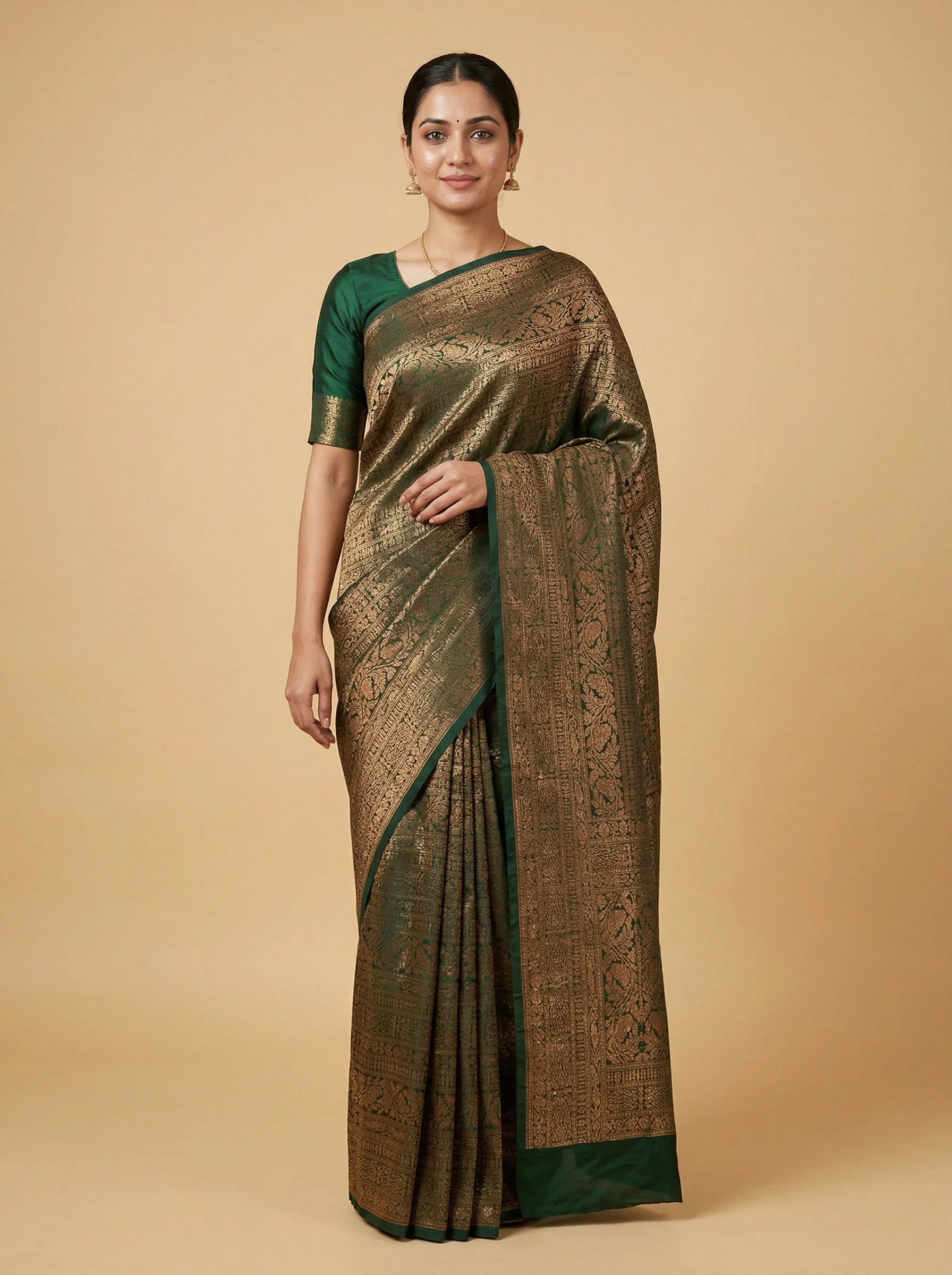 Bottle Green Legacy Handloom Saree