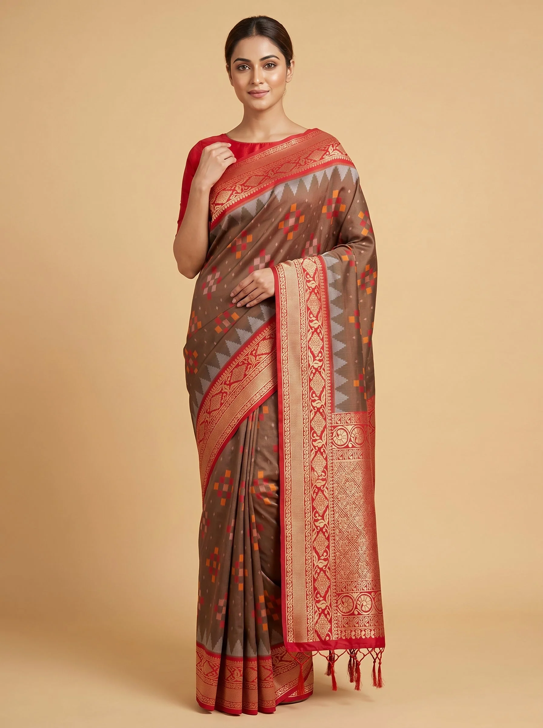 Bottle Green Woven Saree