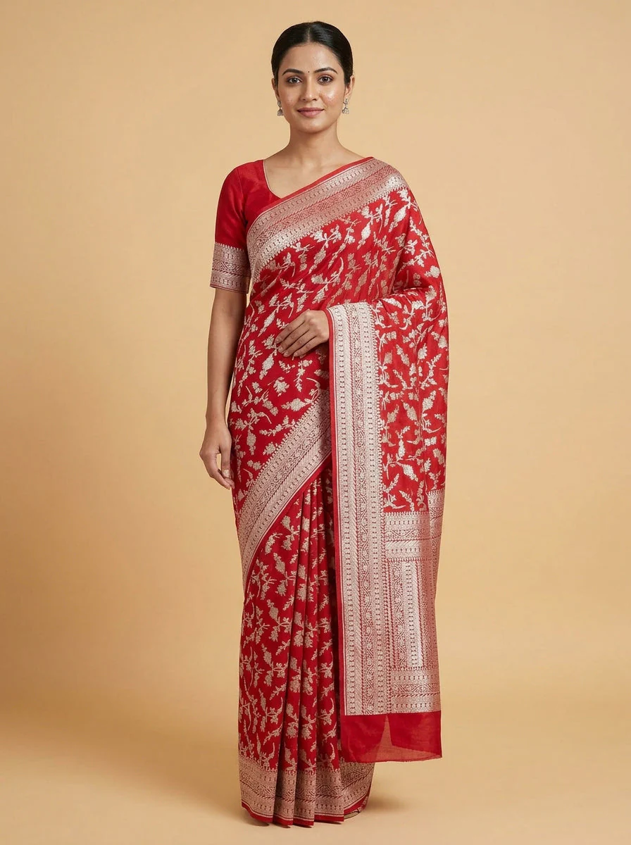 Brick Red Rustic Handloom Saree