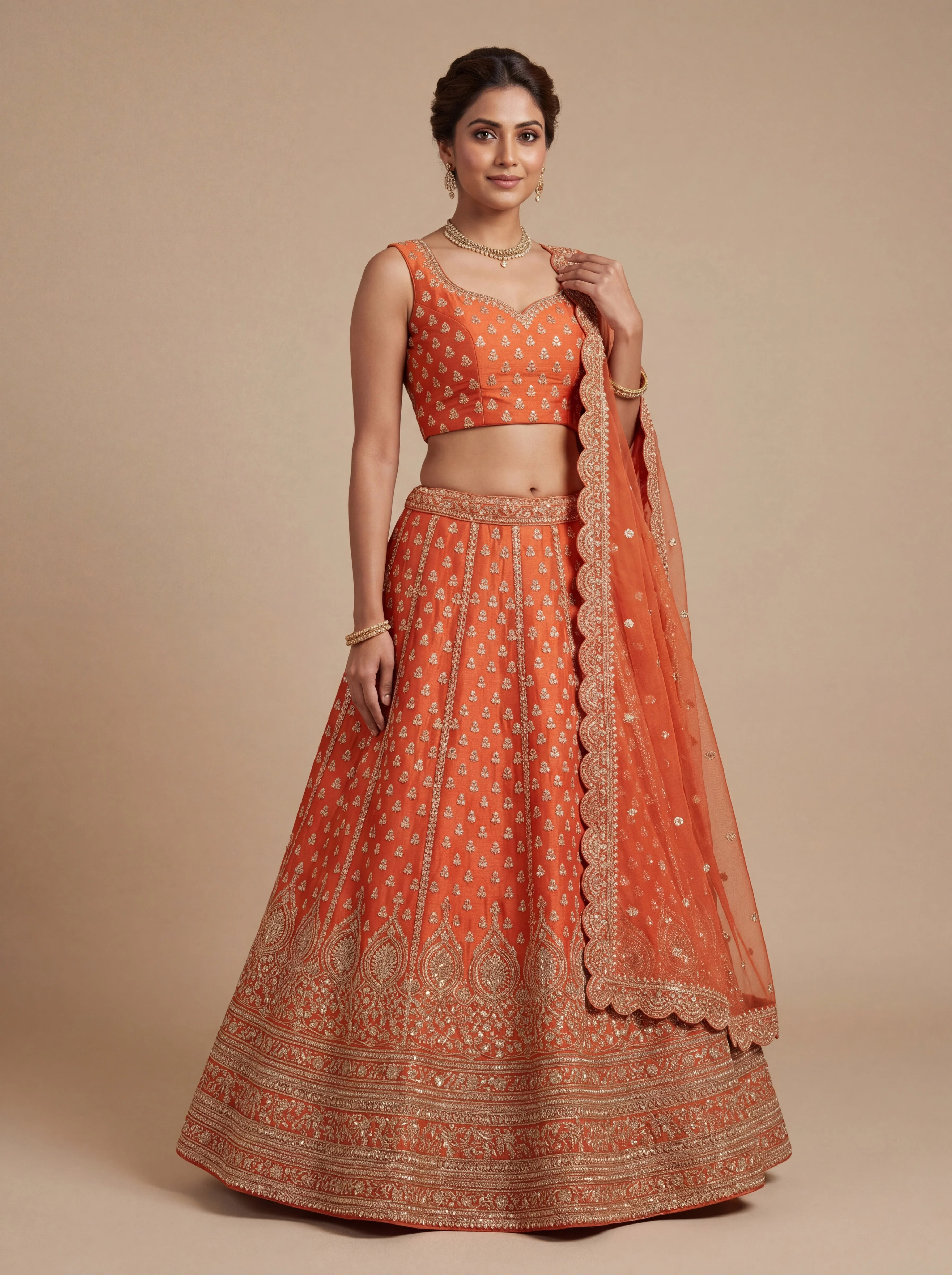 Bright Orange Wedding Lehenga