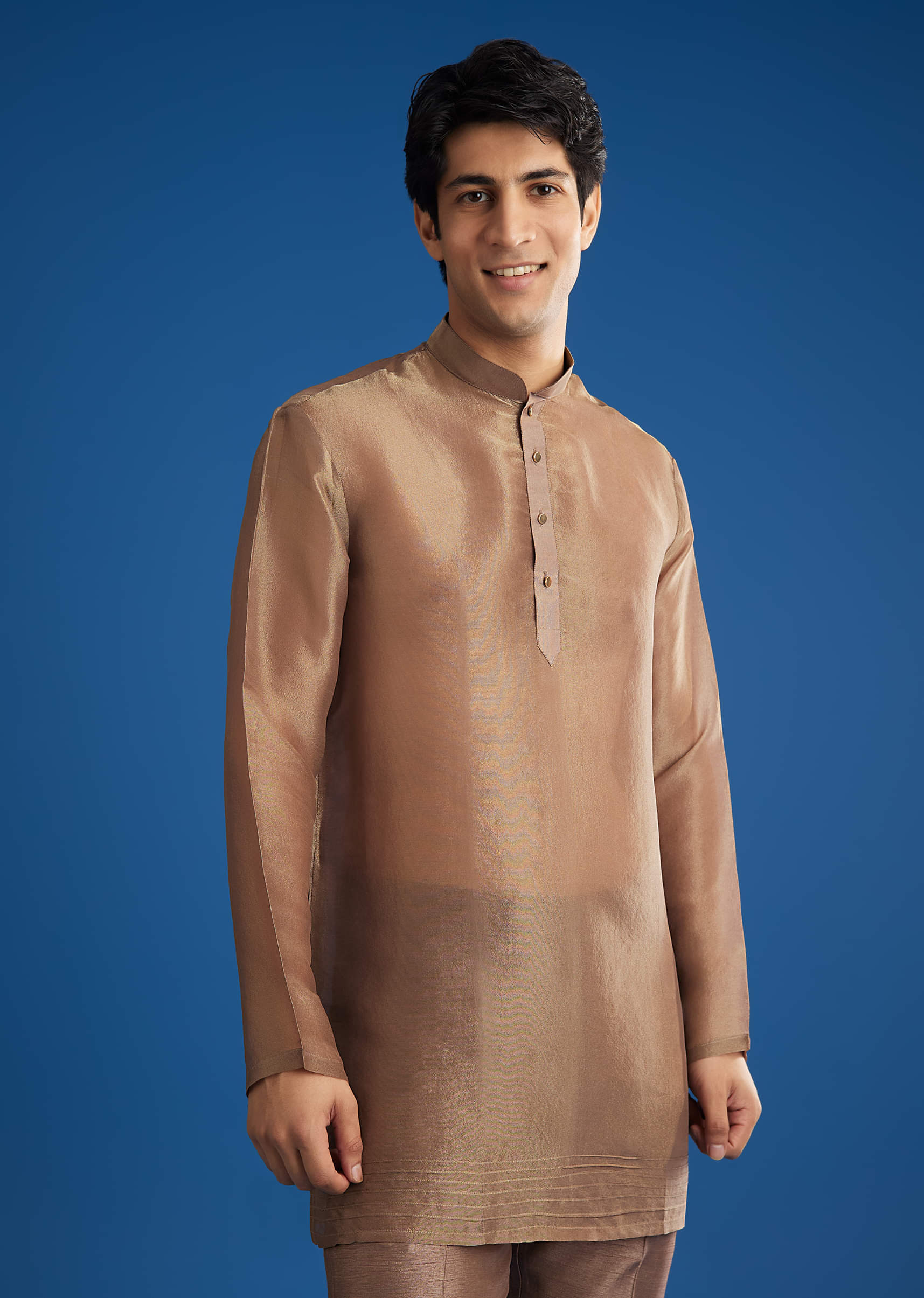 Brown Banarasi Silk Jacket Kurta Set With Cutdana Work - Image 6
