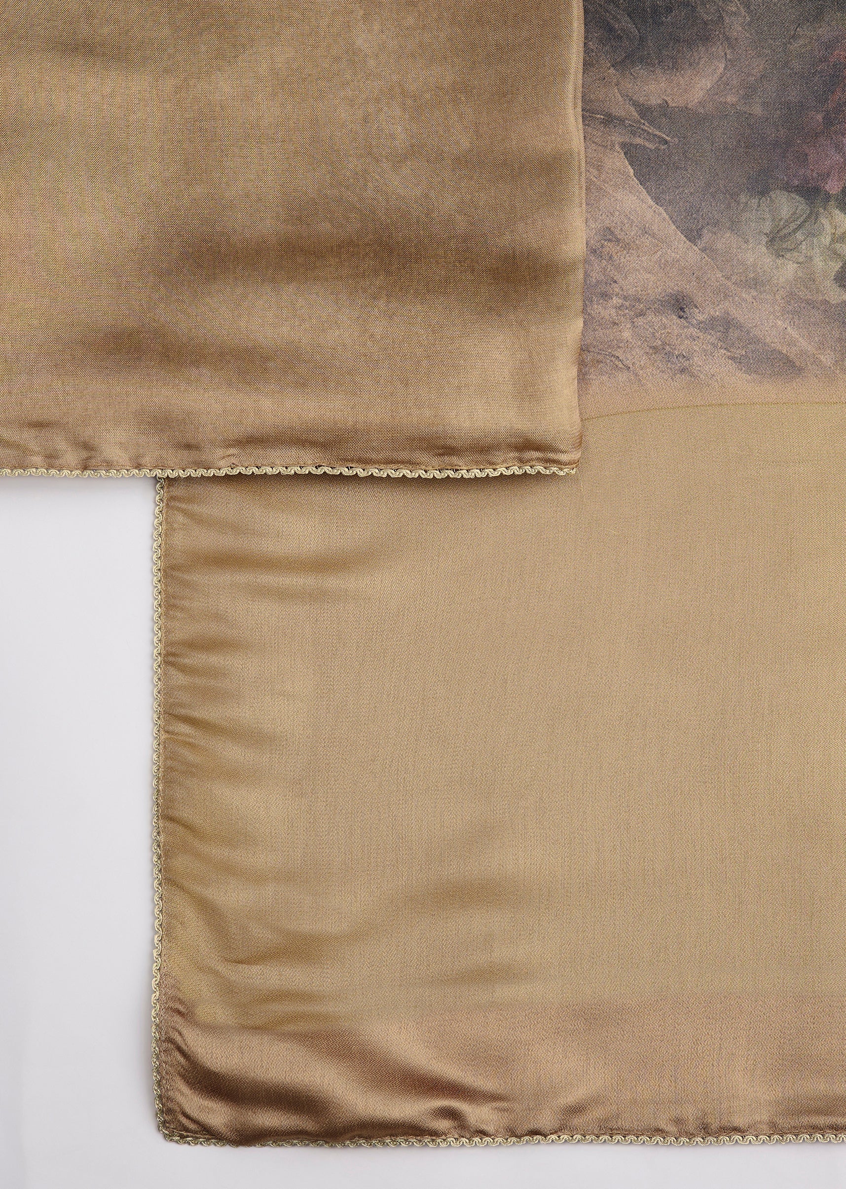 Brown Dola Silk Embroidered Unstitched Suit Set With Printed Dupatta - Image 3