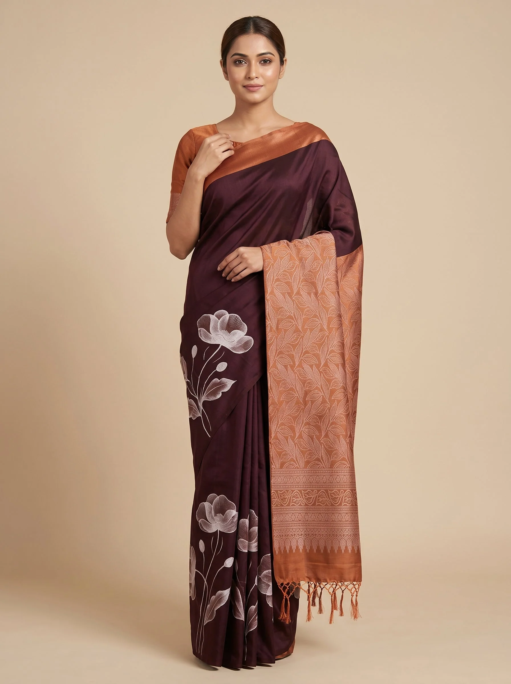 Brown Earthy Drape Handloom Saree