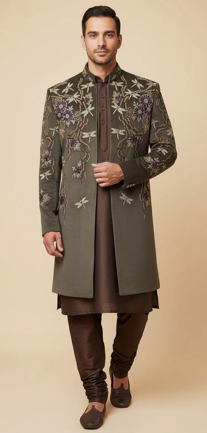Brown Groom Sherwani - Image 2