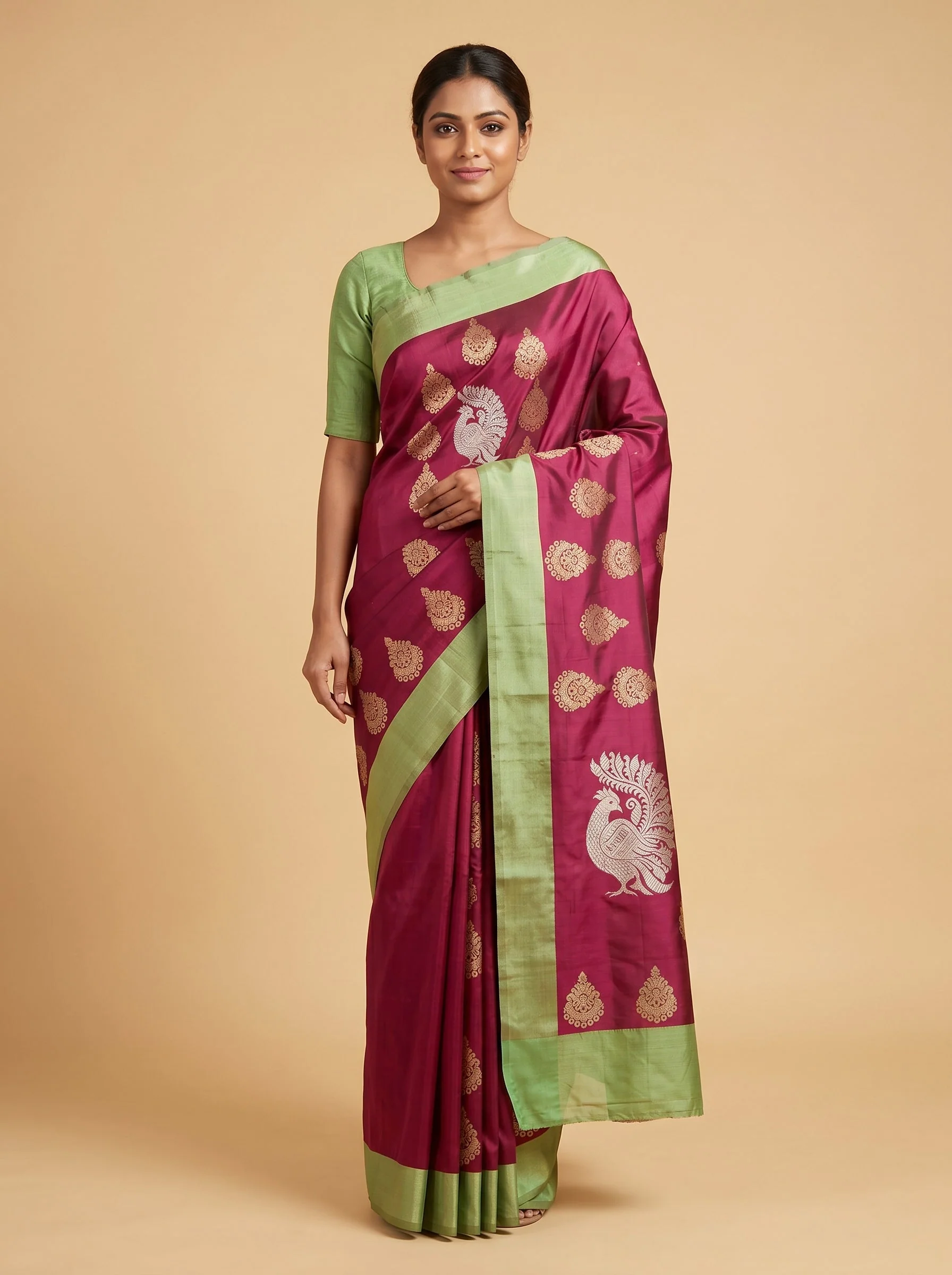 Brown Grounded Grain Handloom Saree