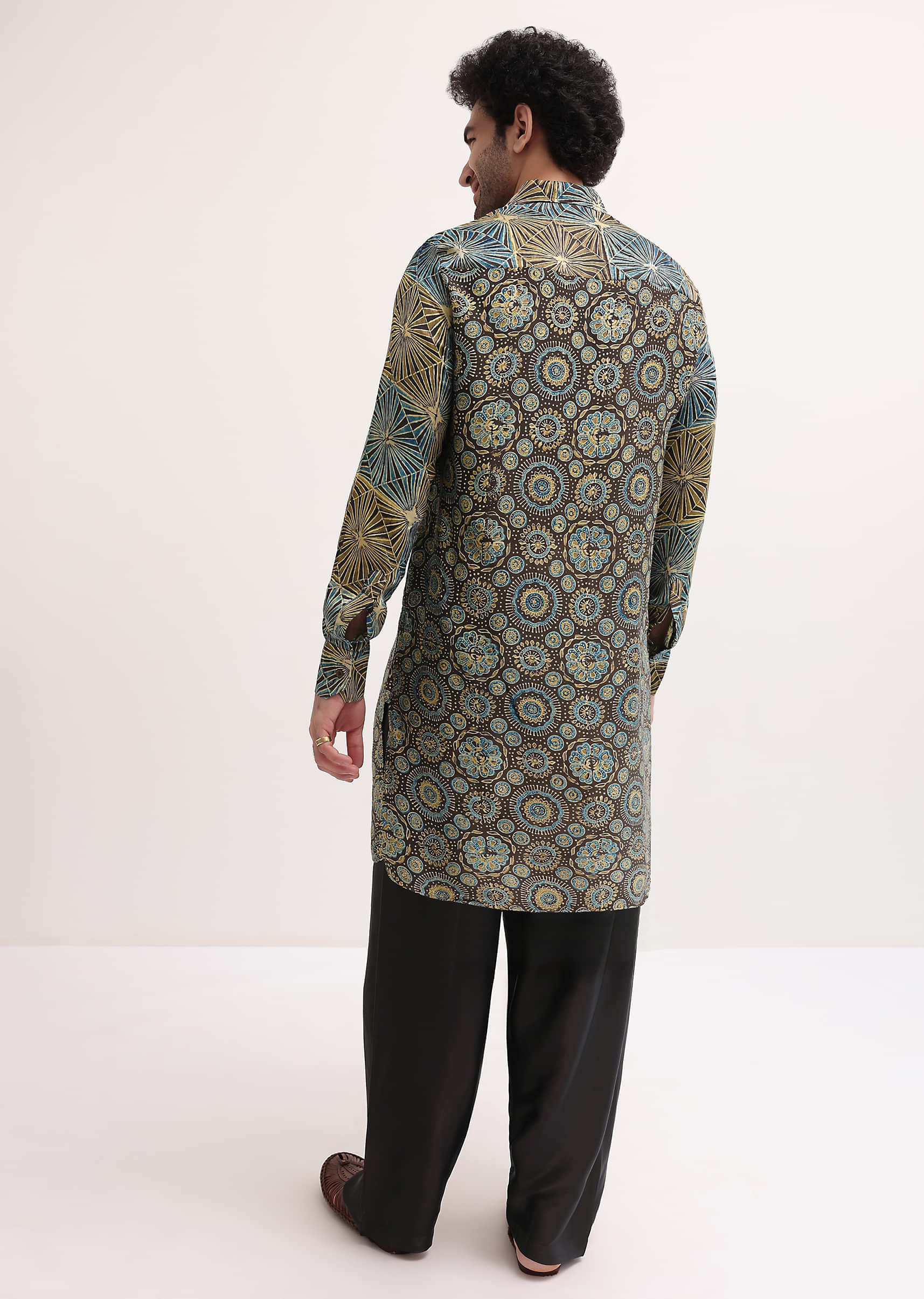 Brown Printed Kurta Patiala Set For Men - Image 5