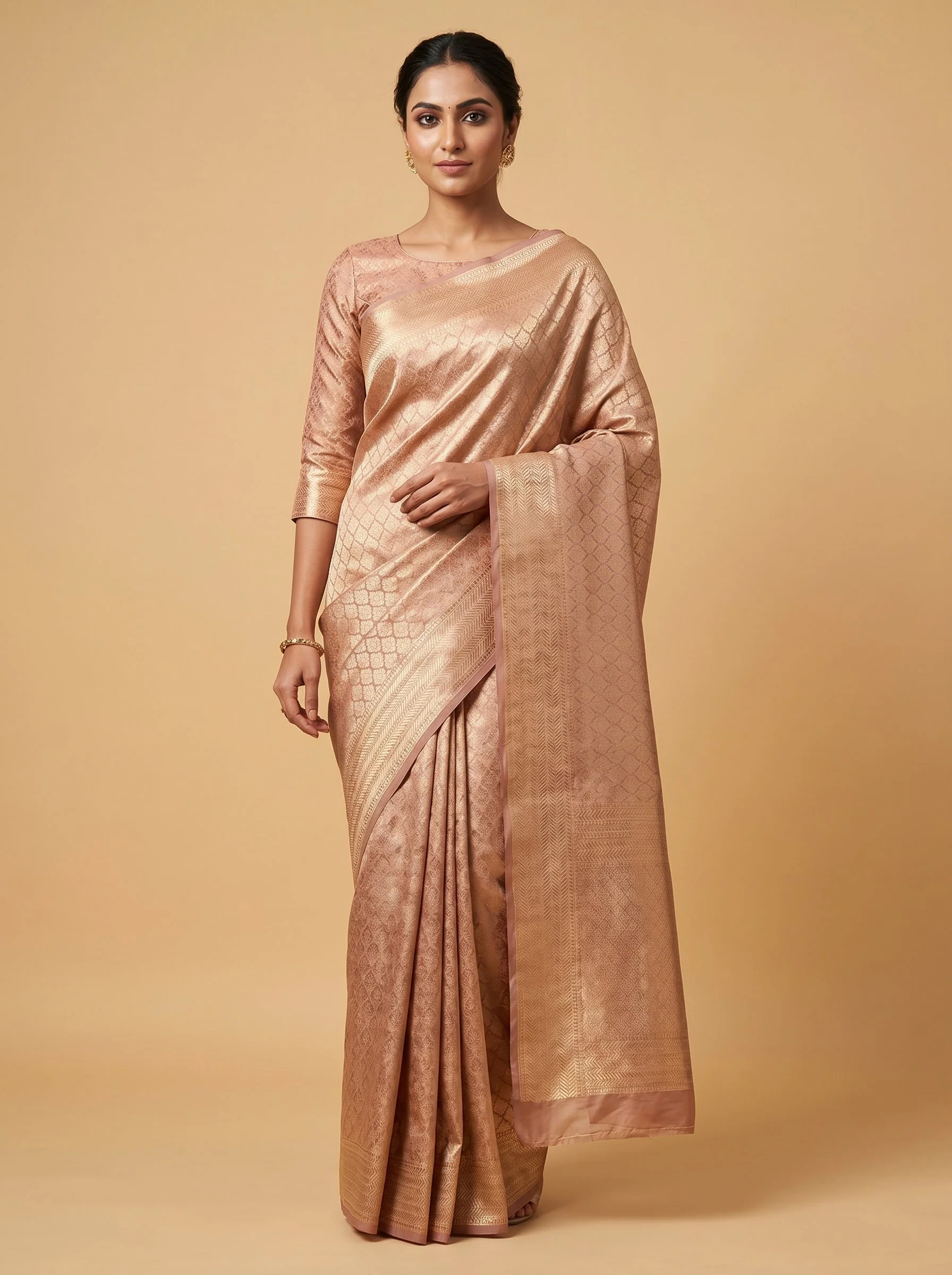 Brown Rustic Flow Handloom Saree