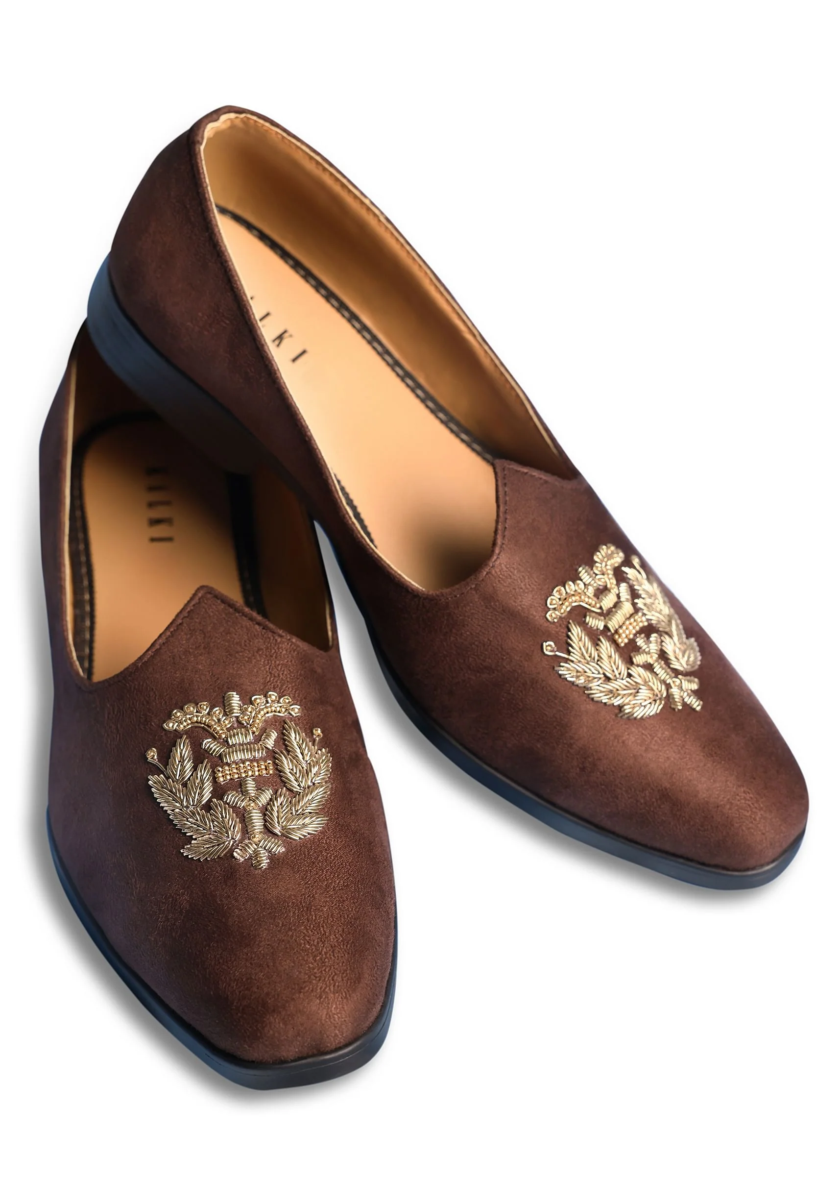 Brown Velvet Jutti With Hand Work For Men - Image 3