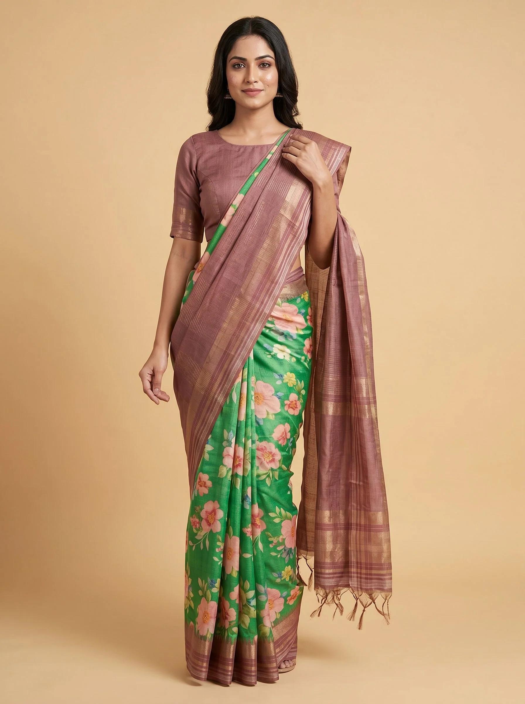 Burgundy Maroon Handloom Saree