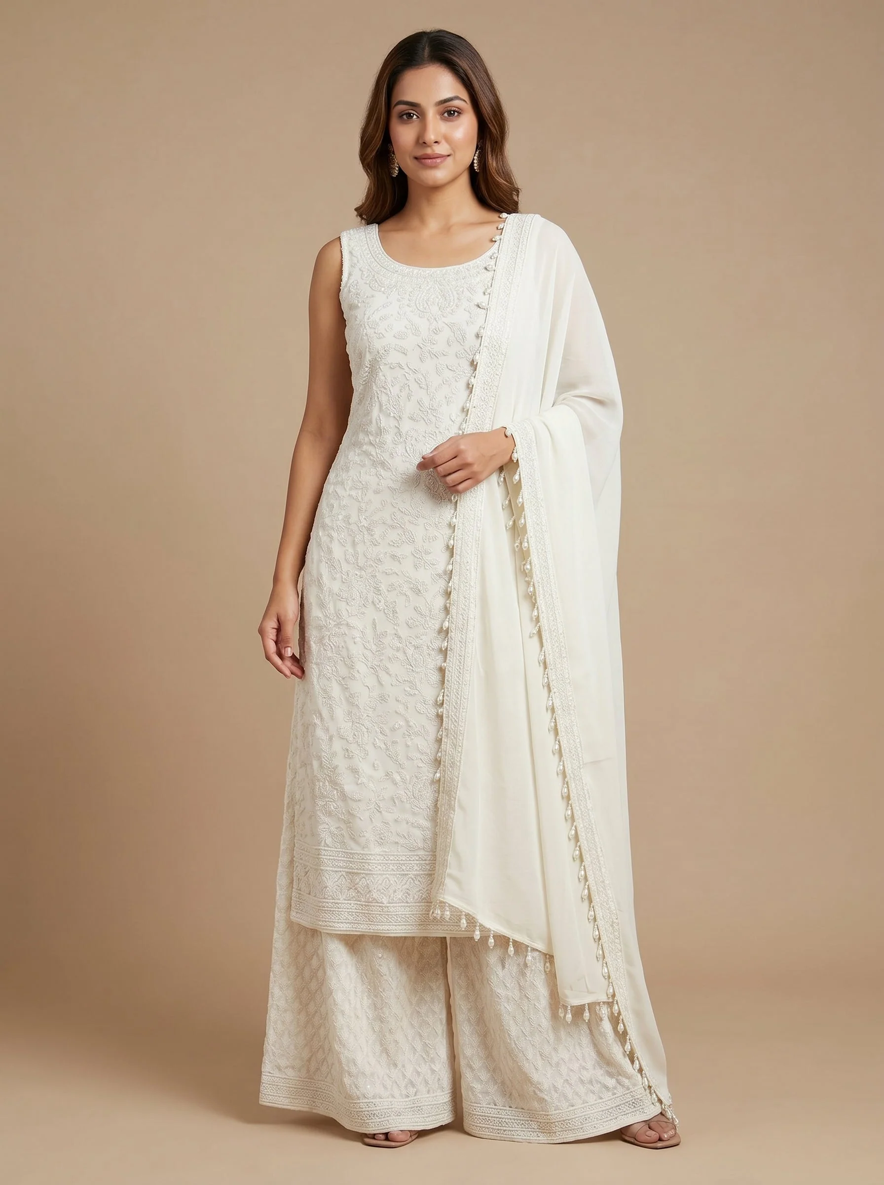 Butter Cream Kurti Pant Set