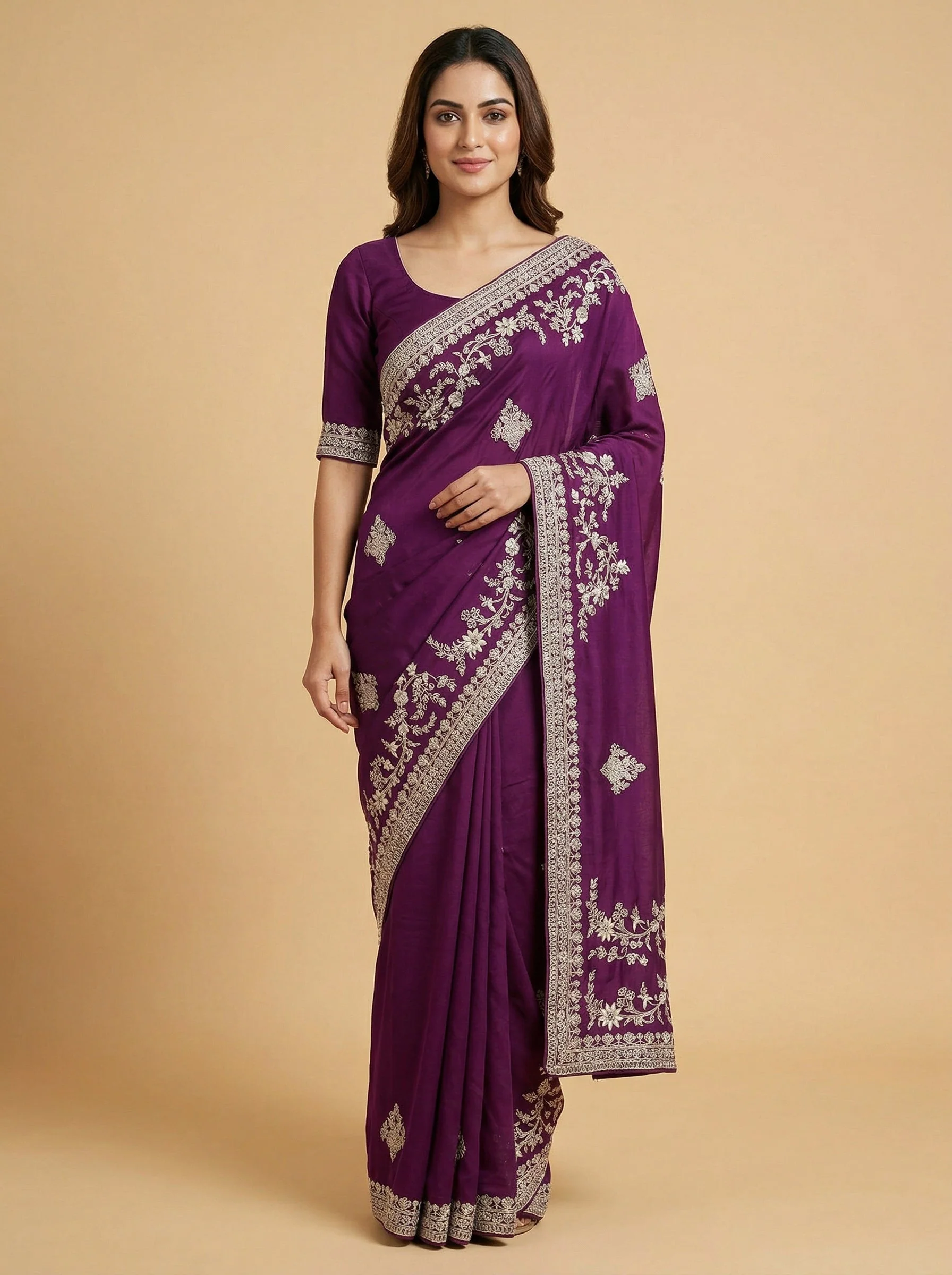 Byzantium Purple Heritage Saree