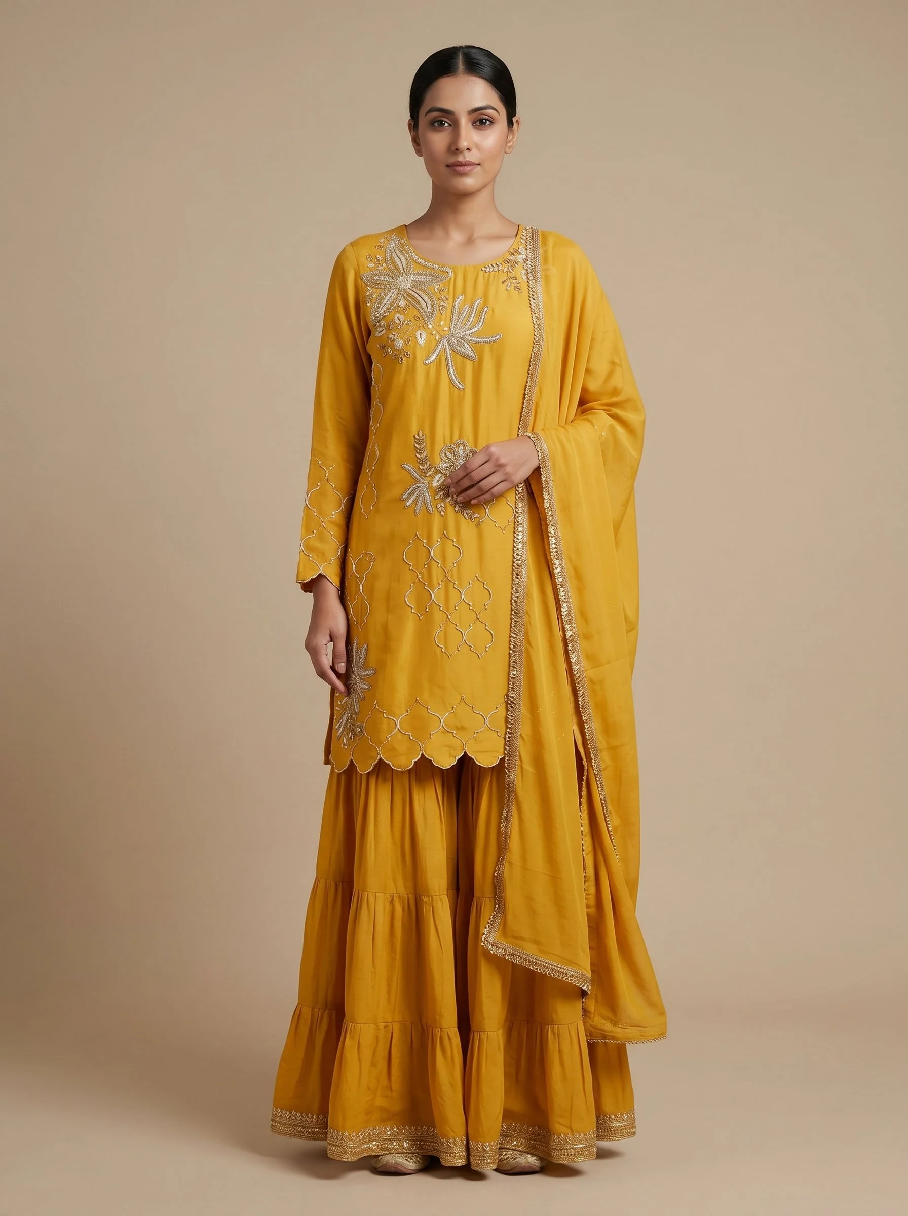 Canary Yellow Sharara Set