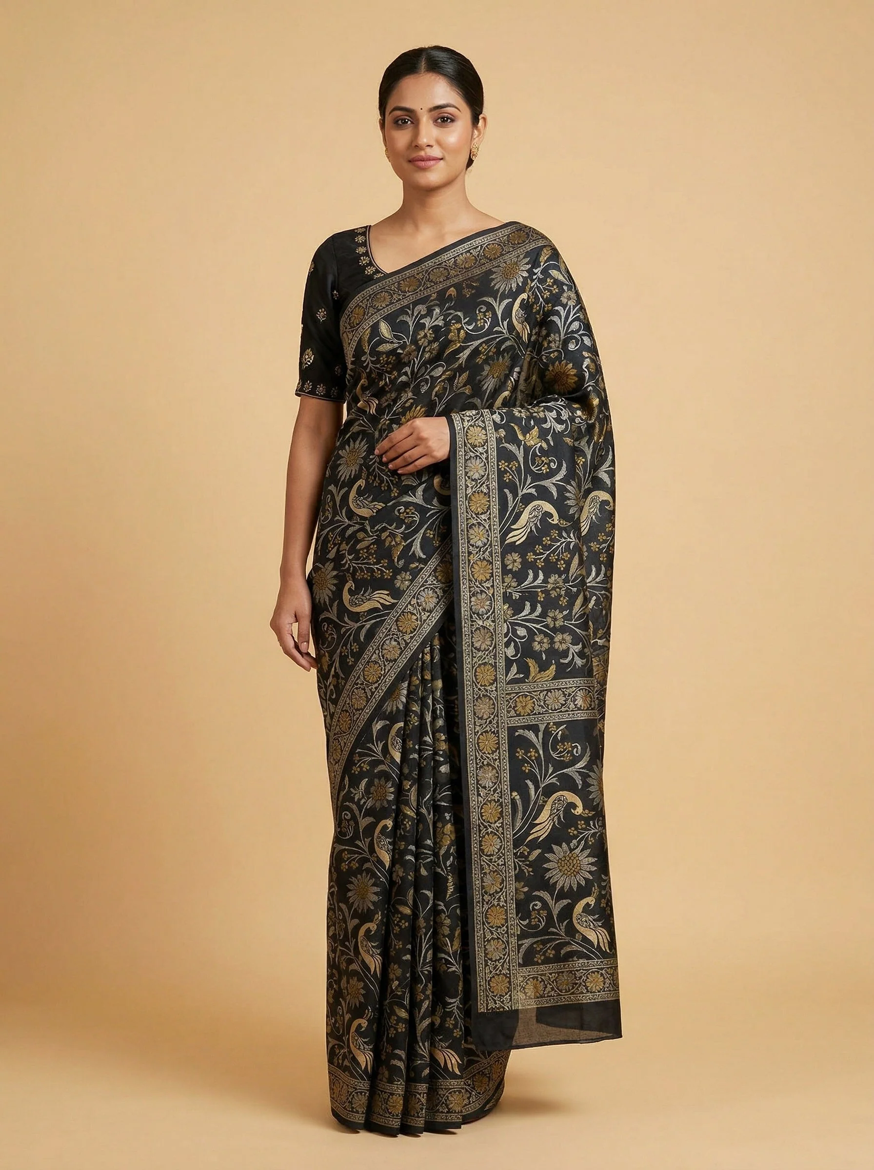Carbon Black Handloom Saree