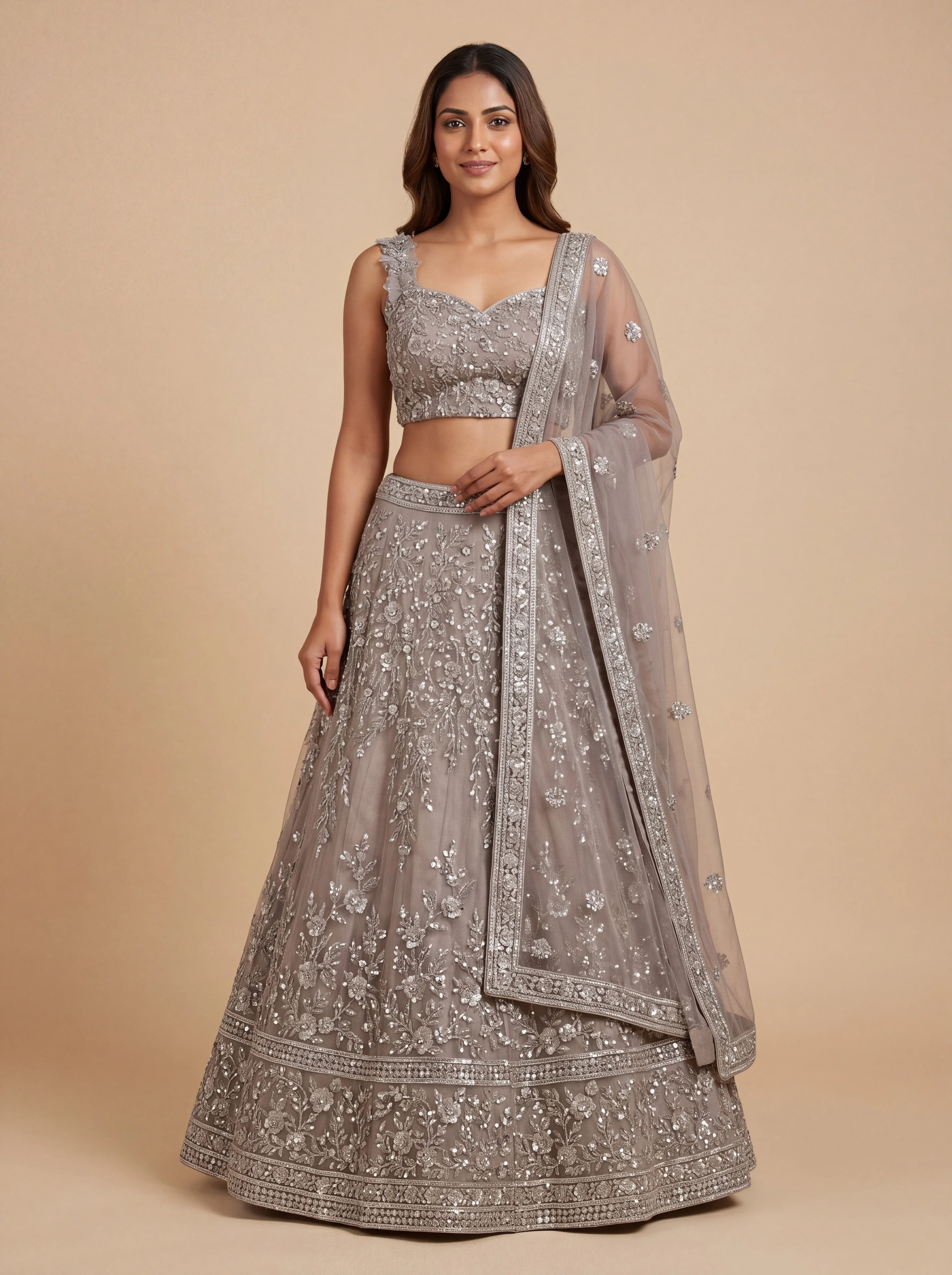 Charcoal Grey Elegant Gown