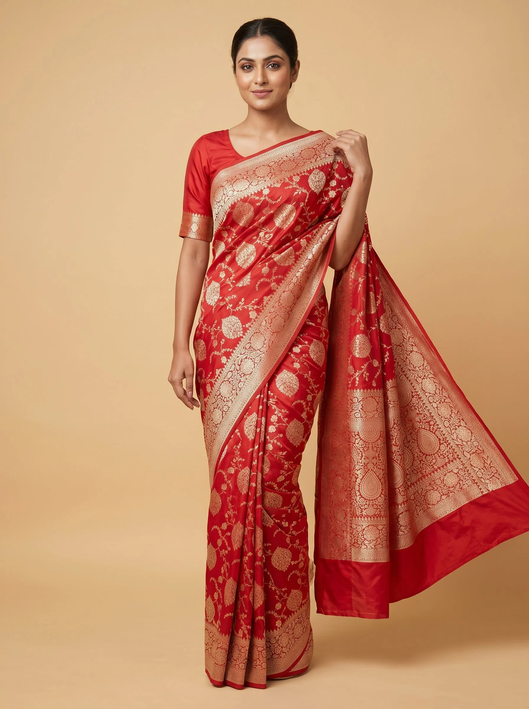 Cherry Red Juicy Depth Handloom Saree