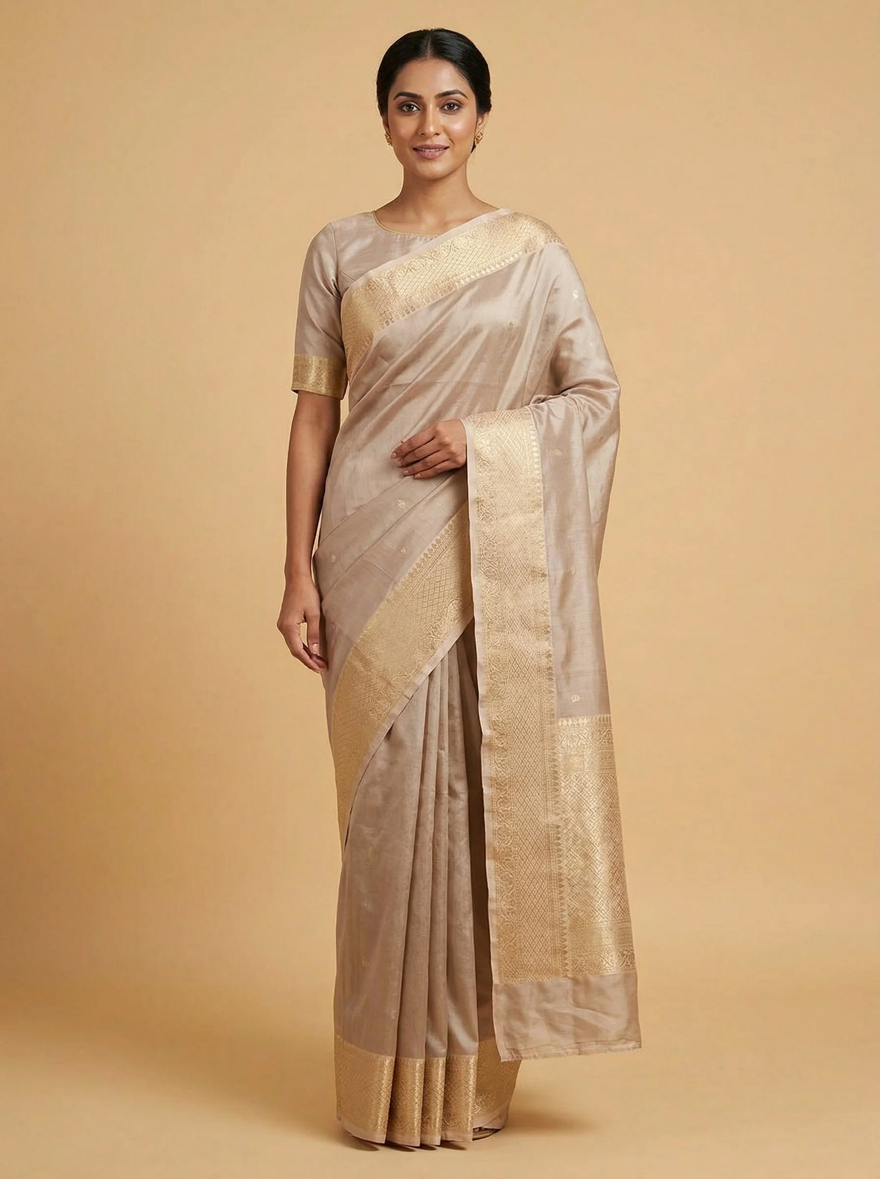Chiku Nude Handloom Saree
