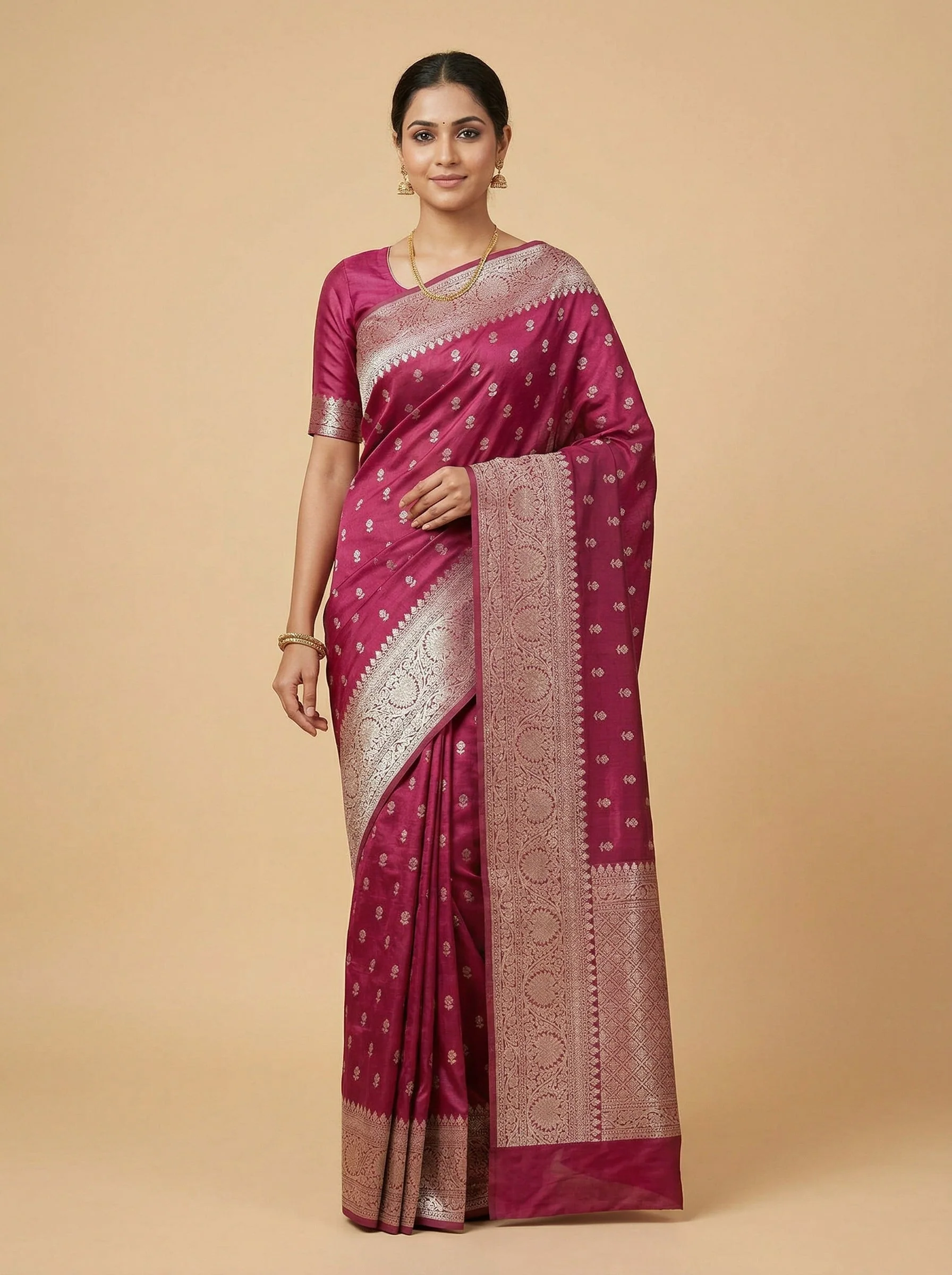 Claret Wine Handloom Saree