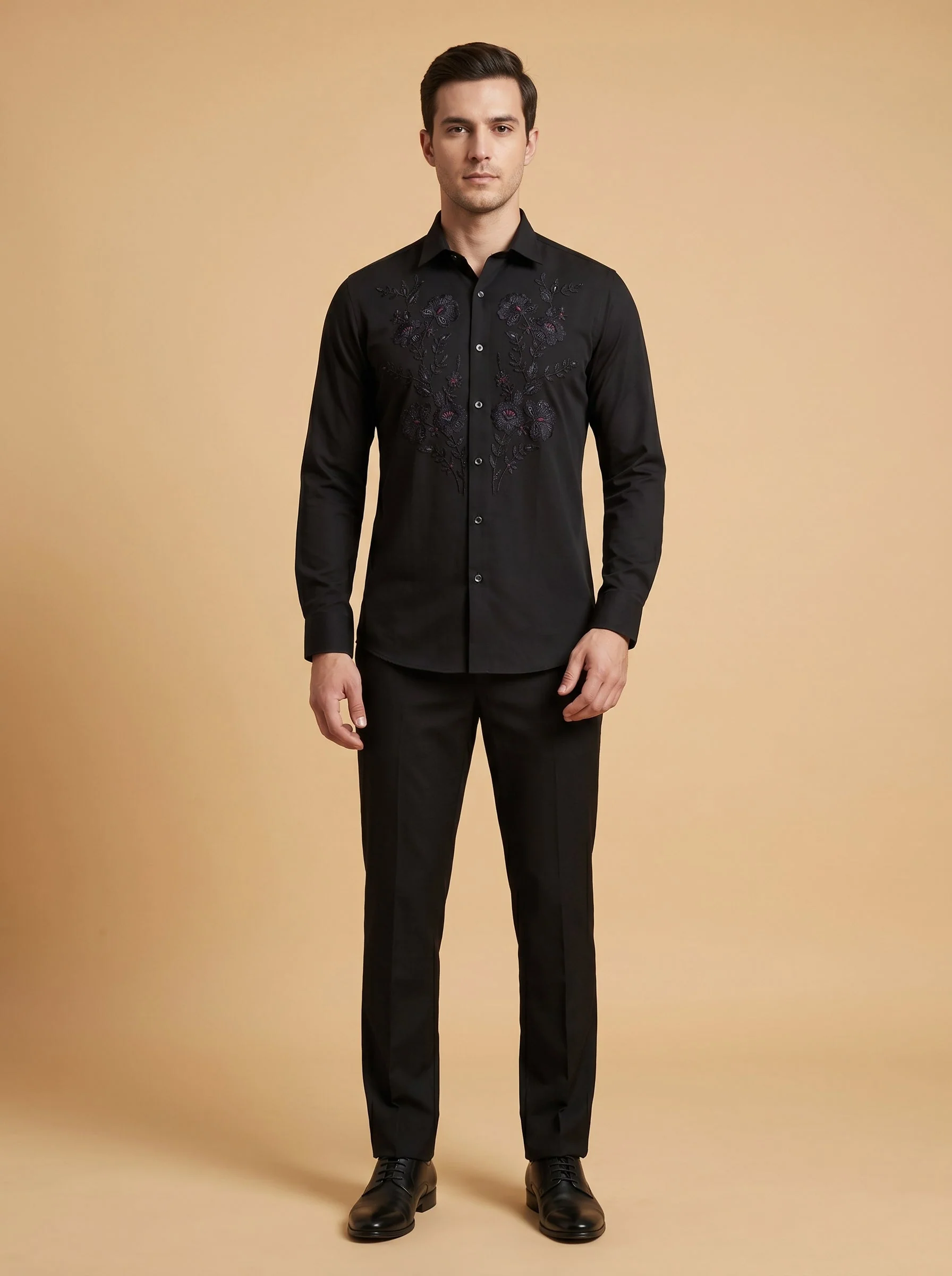 Classic Black Textured Shirt