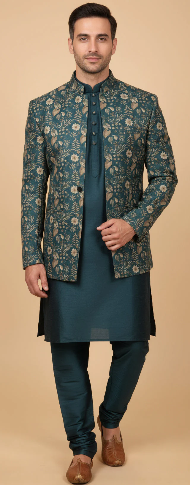 Classic Blue Jacket Kurta Set - Image 2