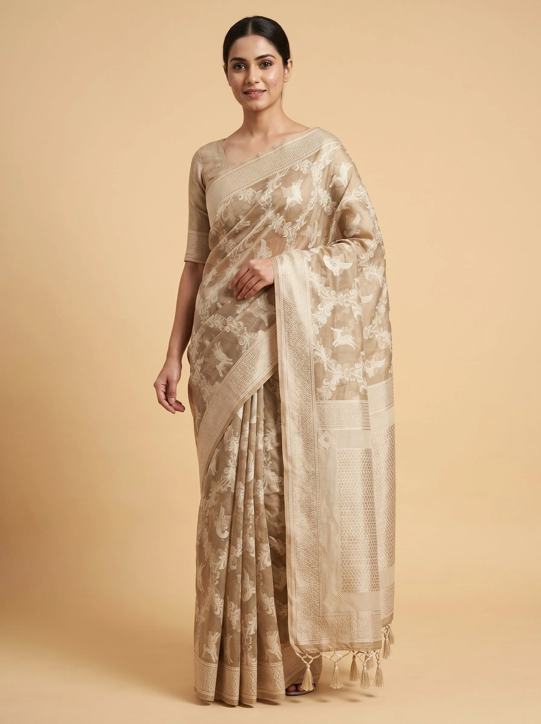 Classic Cream Handloom Saree