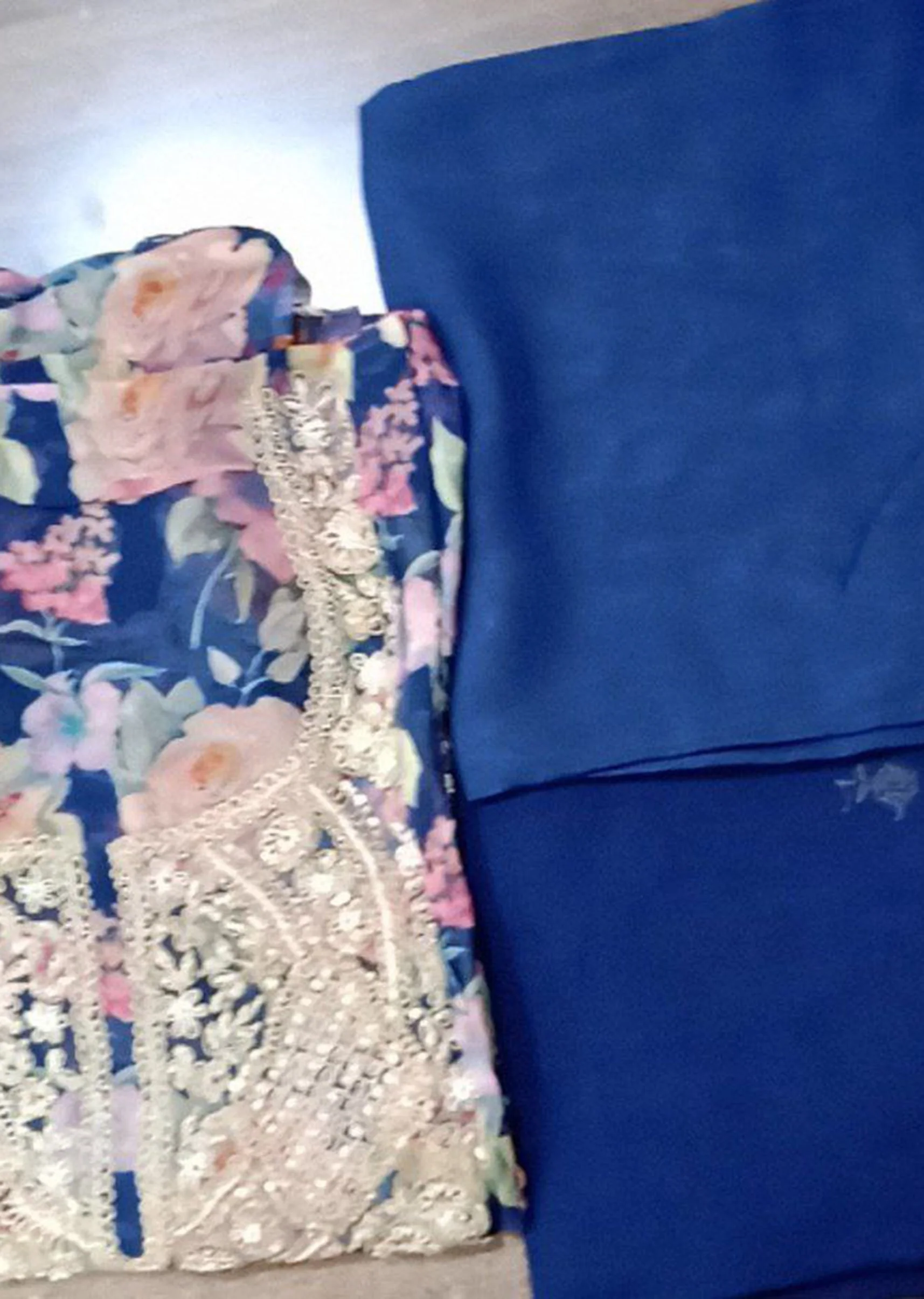 Cobalt Bloom Reverie Dress Material