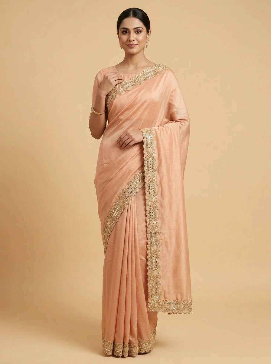 Copper Bronze Luxe Metallic Saree