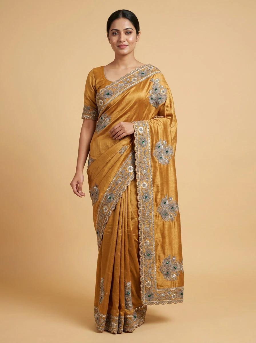 Copper Bronze Rich Metallic Saree