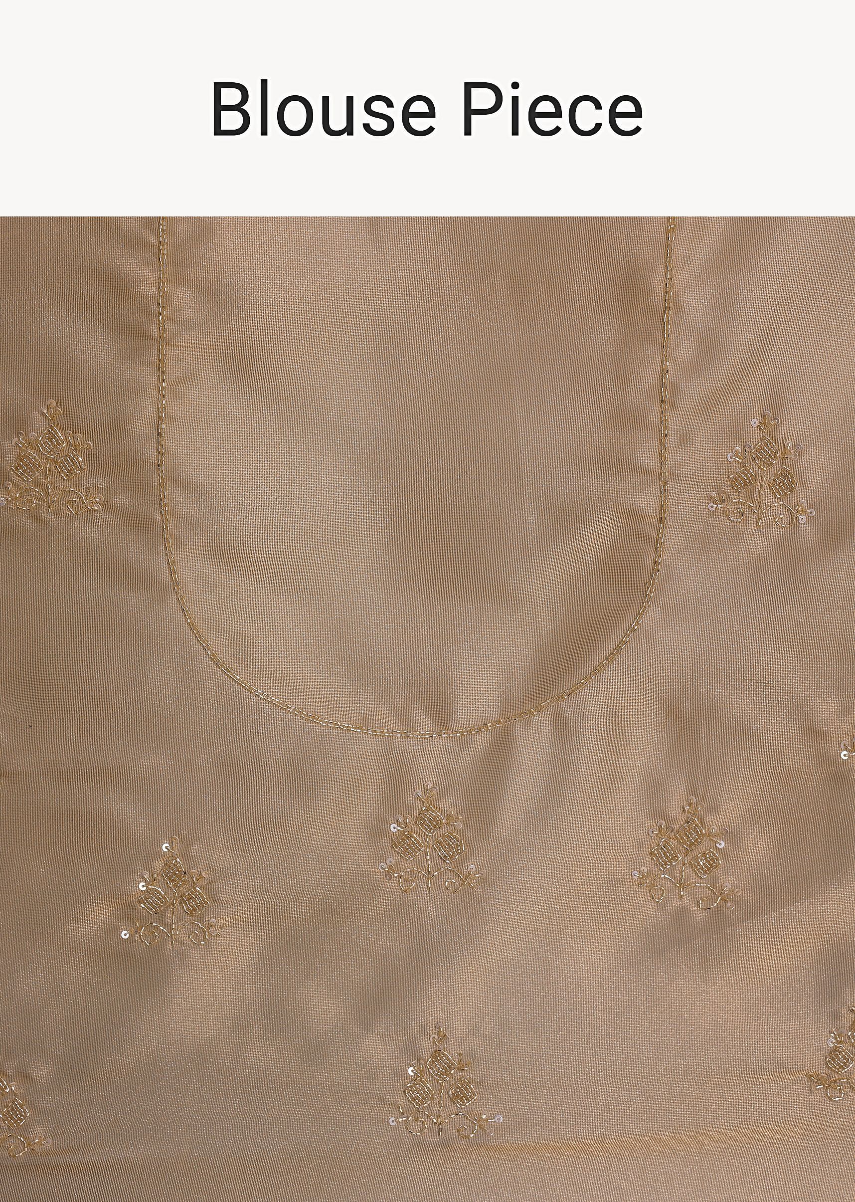 Copper Tissue Saree With Cutdana And Stone Embroidery - Image 10