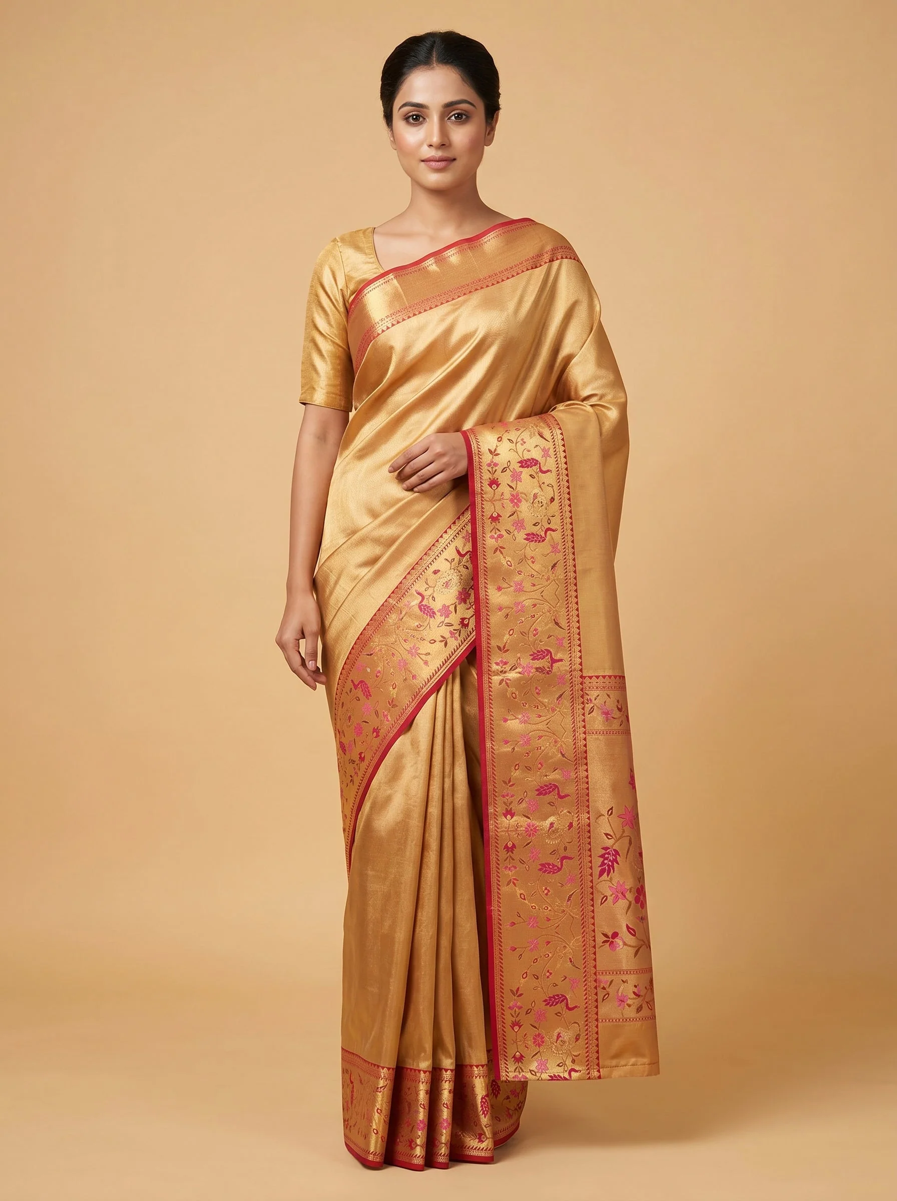 Copper Warm Sheen Handloom Saree