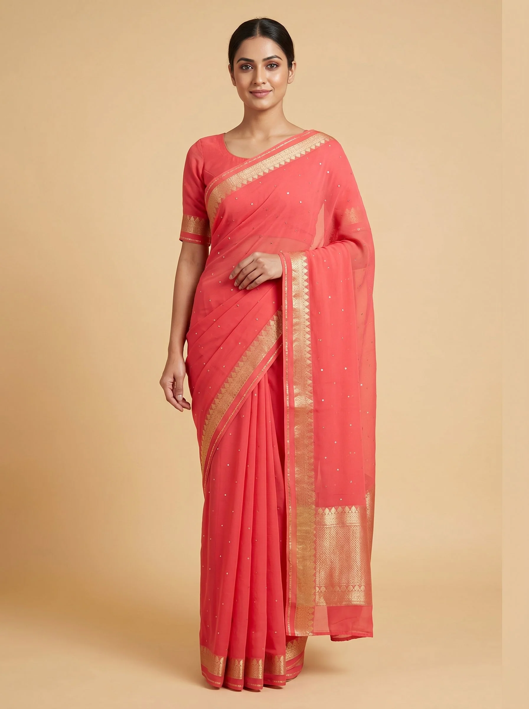 Coral Reef Elegance Saree