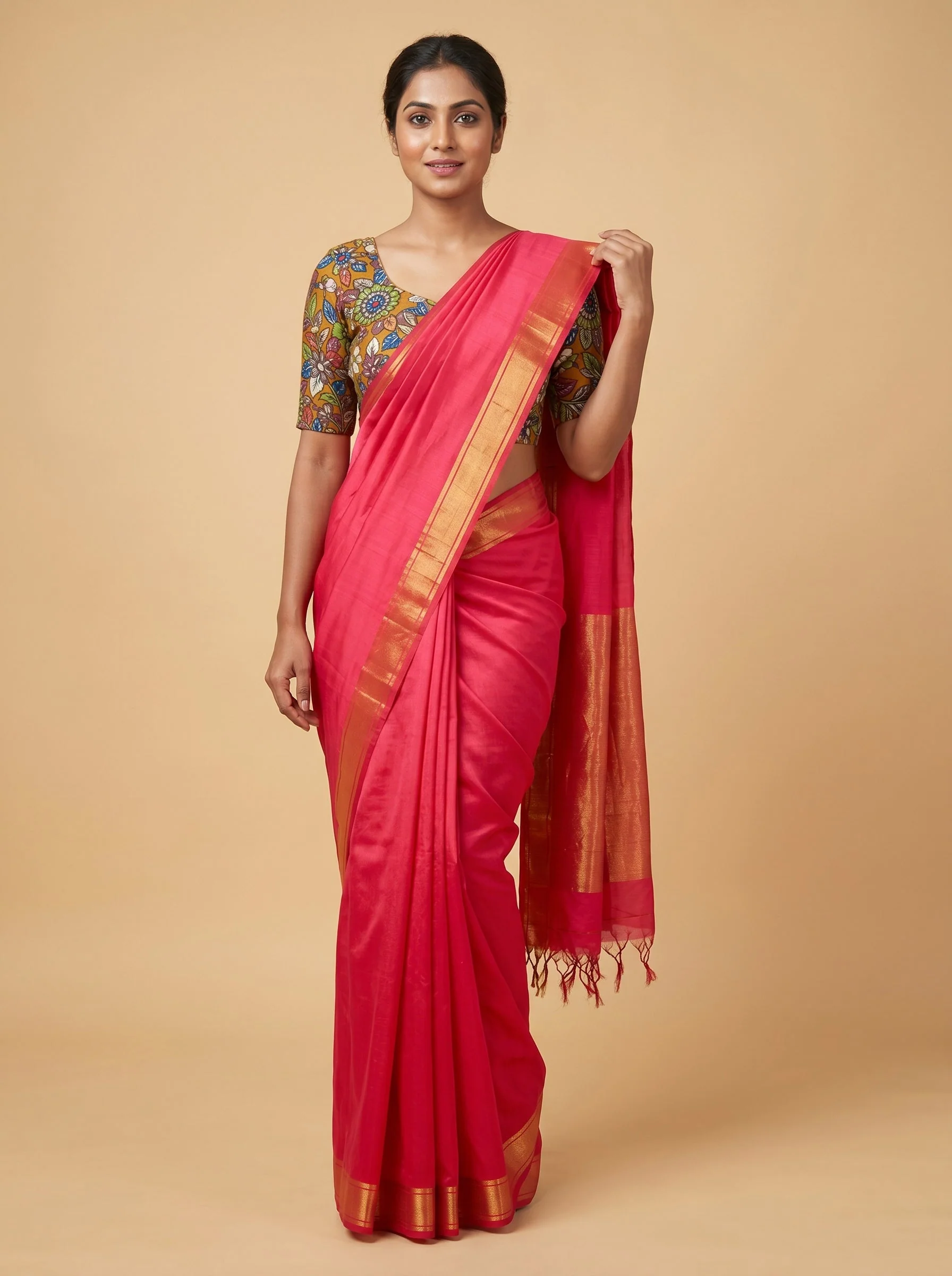 Coral Tassel Red Handloom Saree