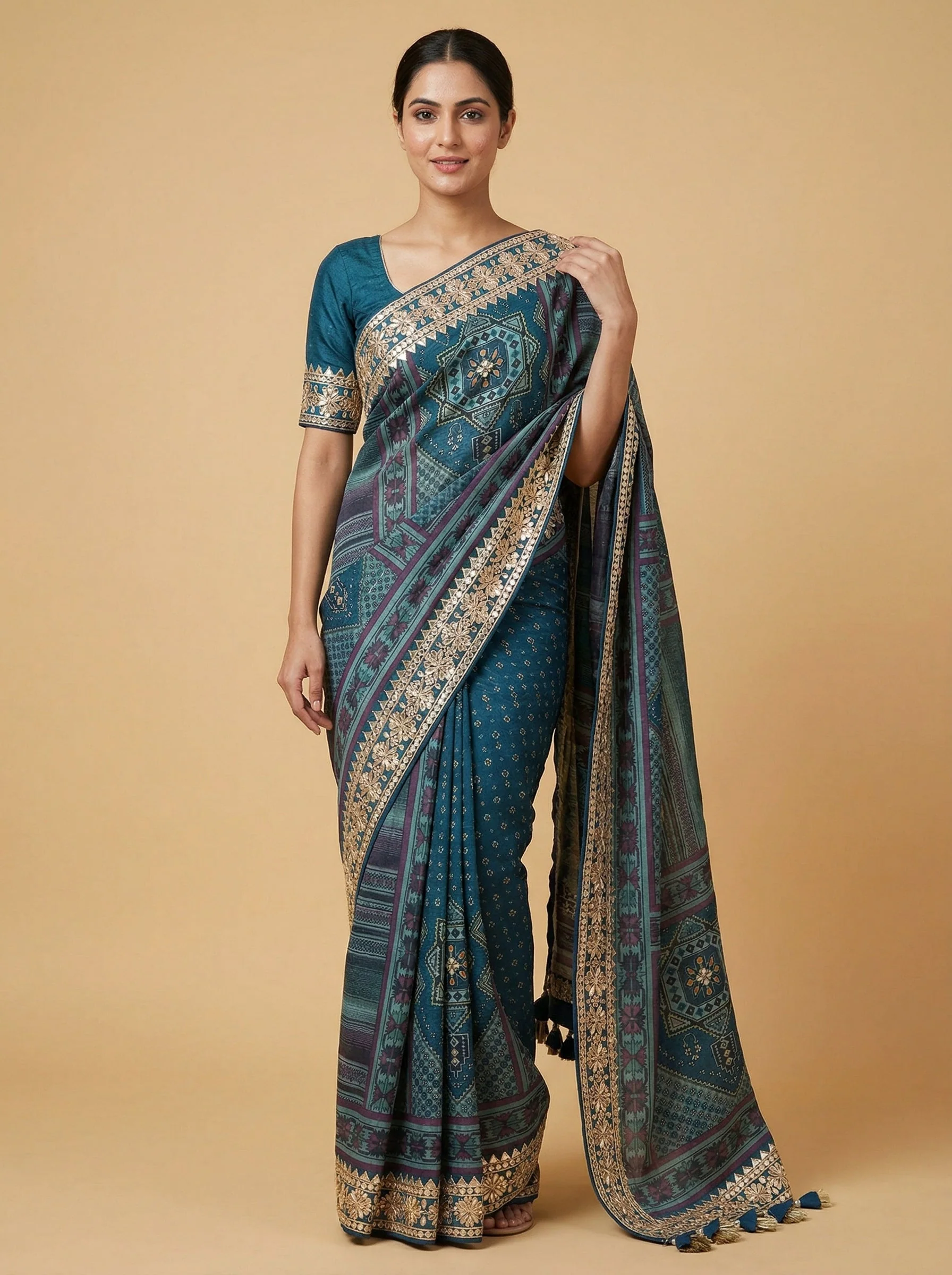 Cornflower Blue Embroidered Saree