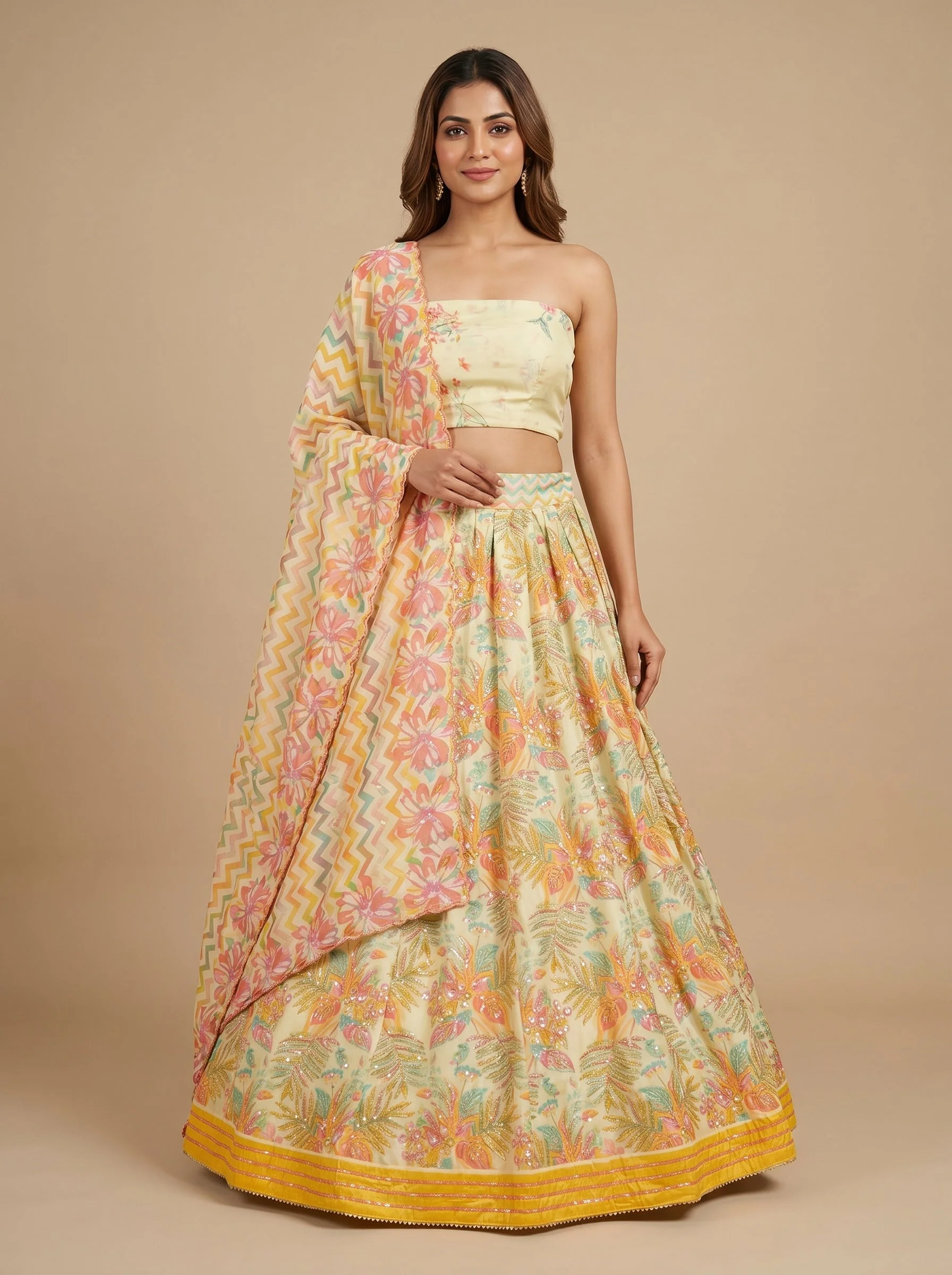Cream Classic Bridesmaid Lehenga