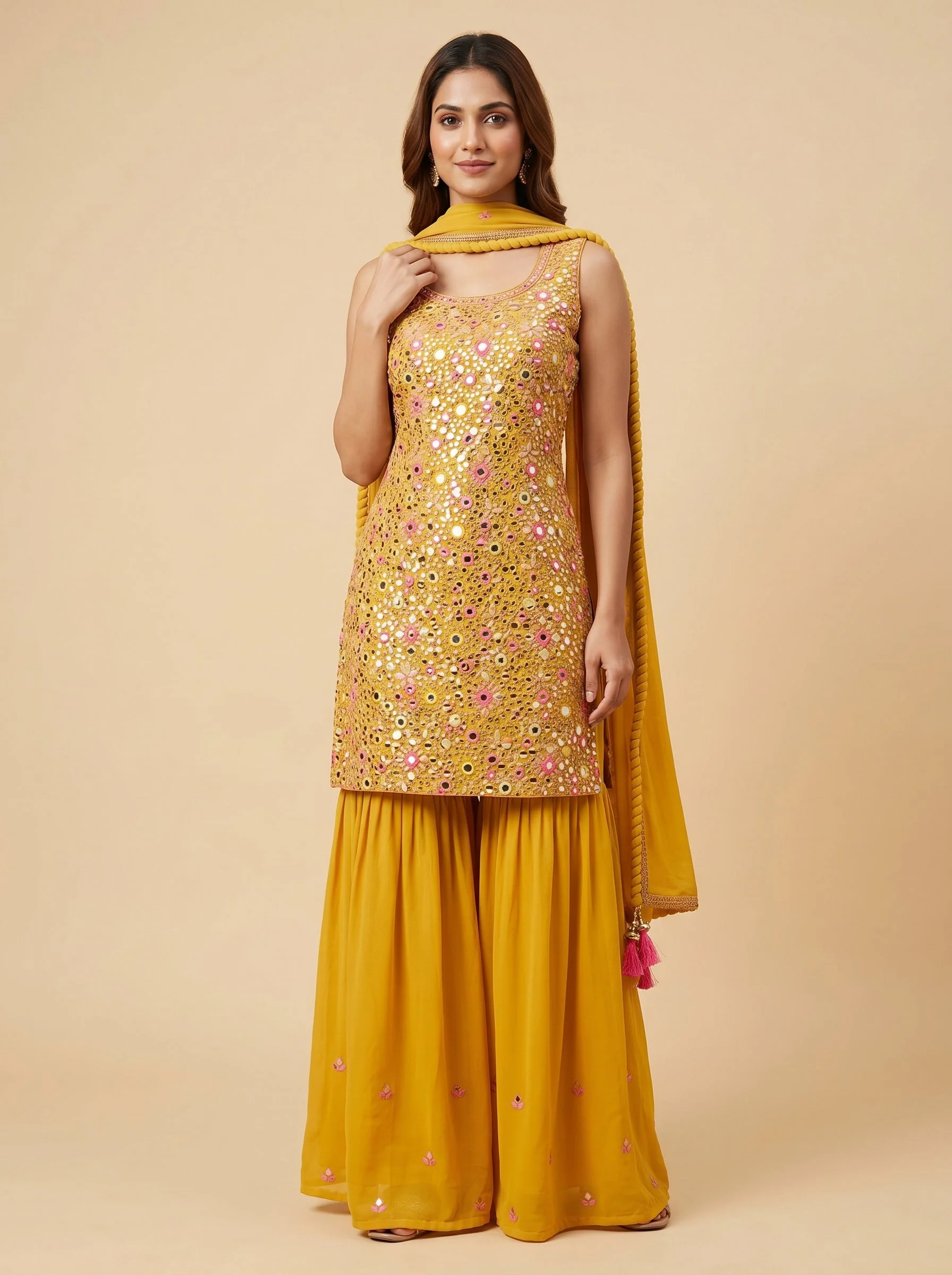 Cream Festive Anarkali Suit