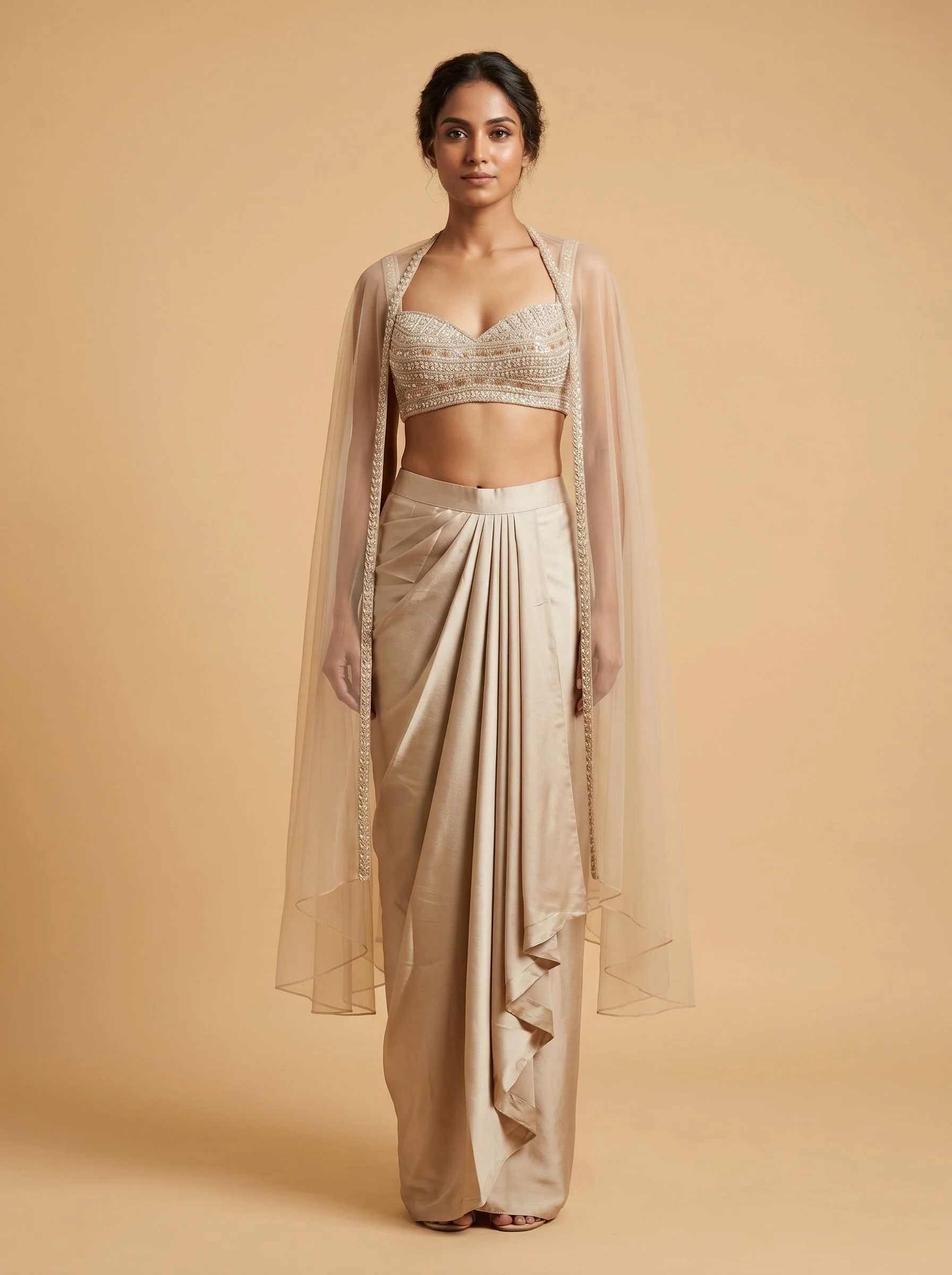Cream Luxe Flow Dhoti Set