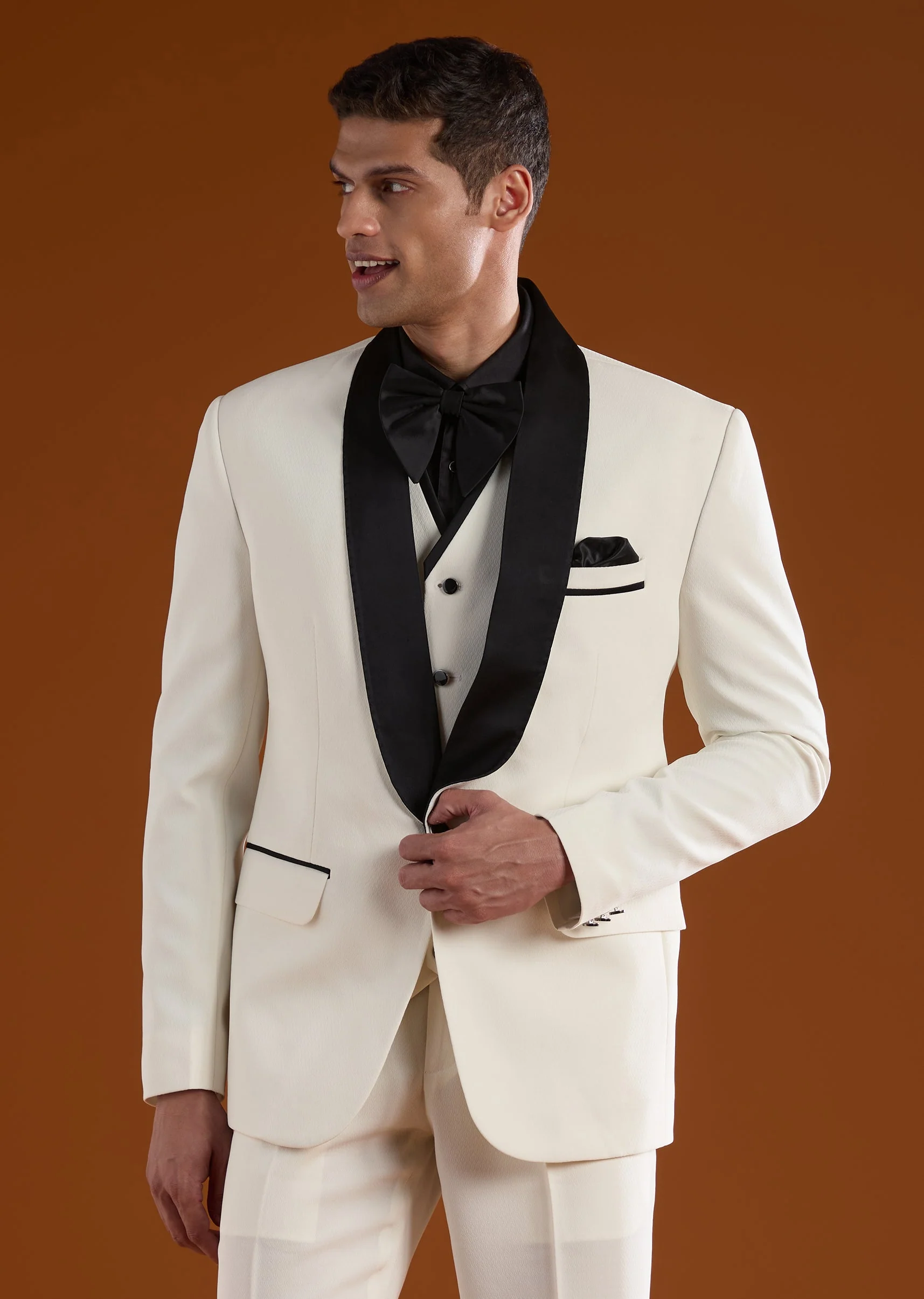 Cream Mens Tuxedo For Reception And Wedding Wear - Image 3