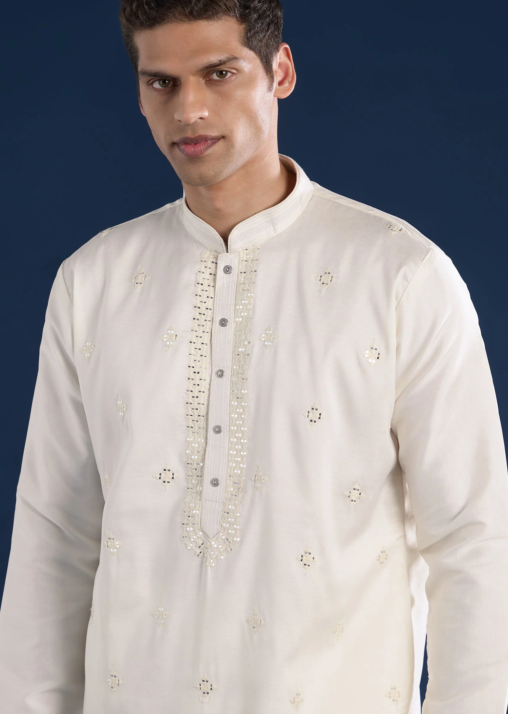 Cream Minimal Mirror Kurta Set