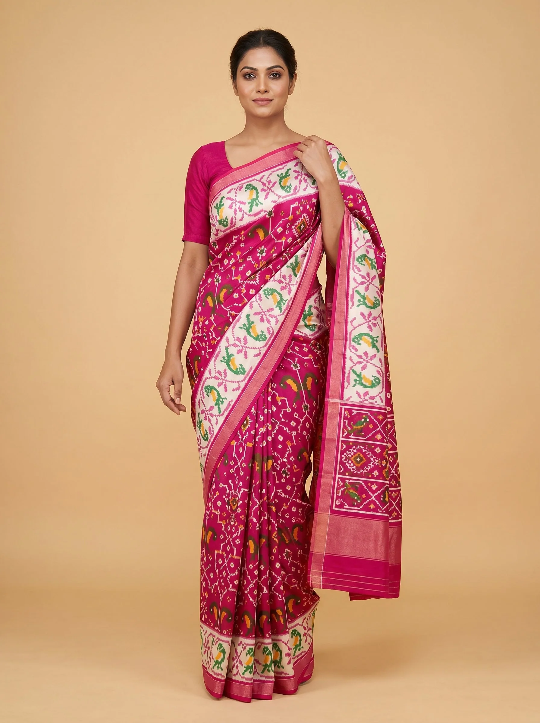 Cream Pink Blush Blend Handloom Saree