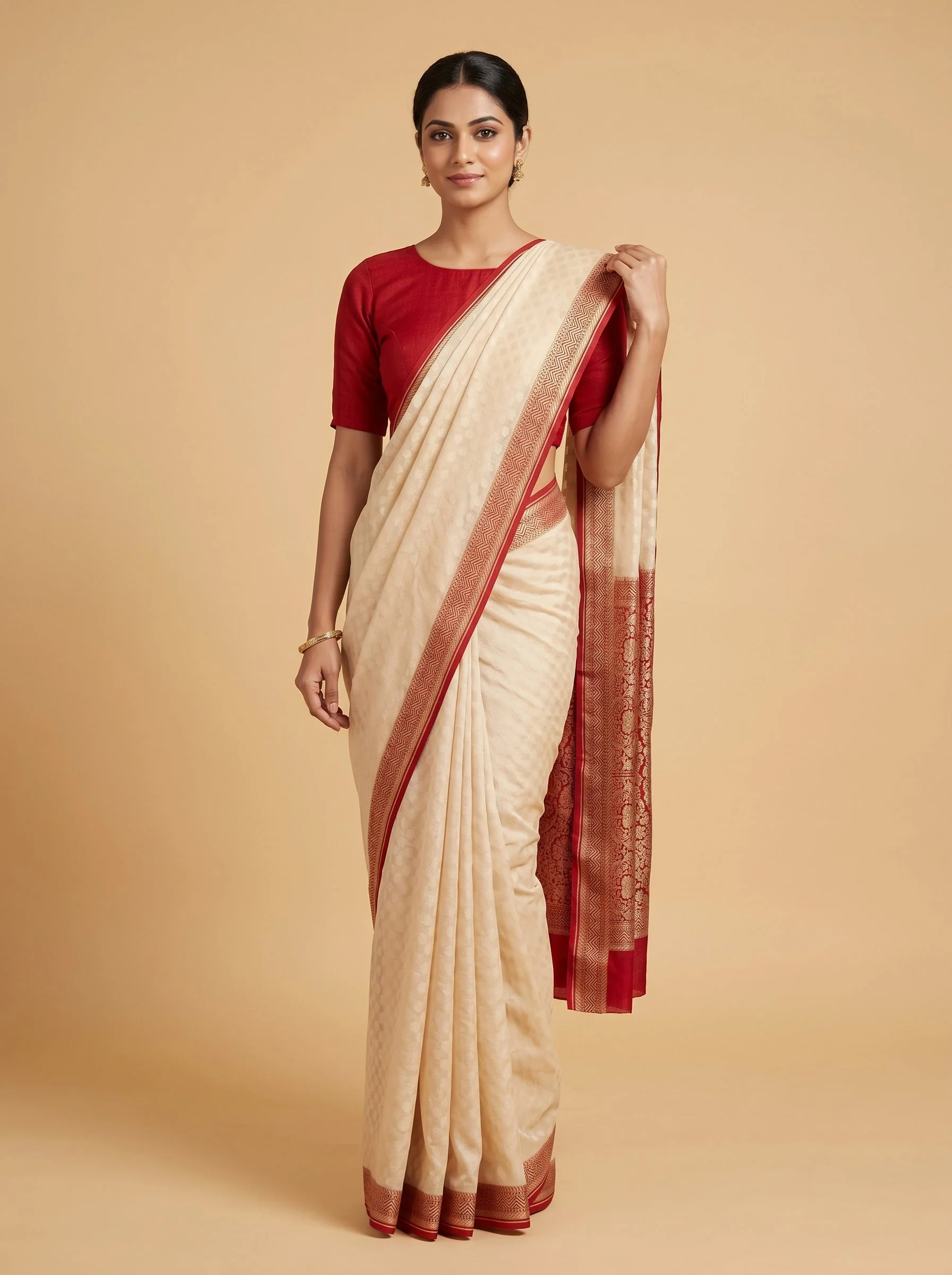 Cream Refined Grace Handloom Saree