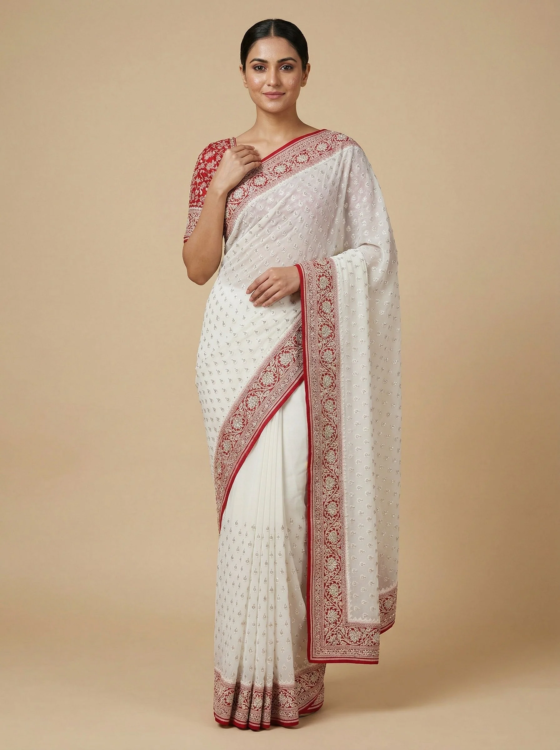 Cream Softened Handloom Saree